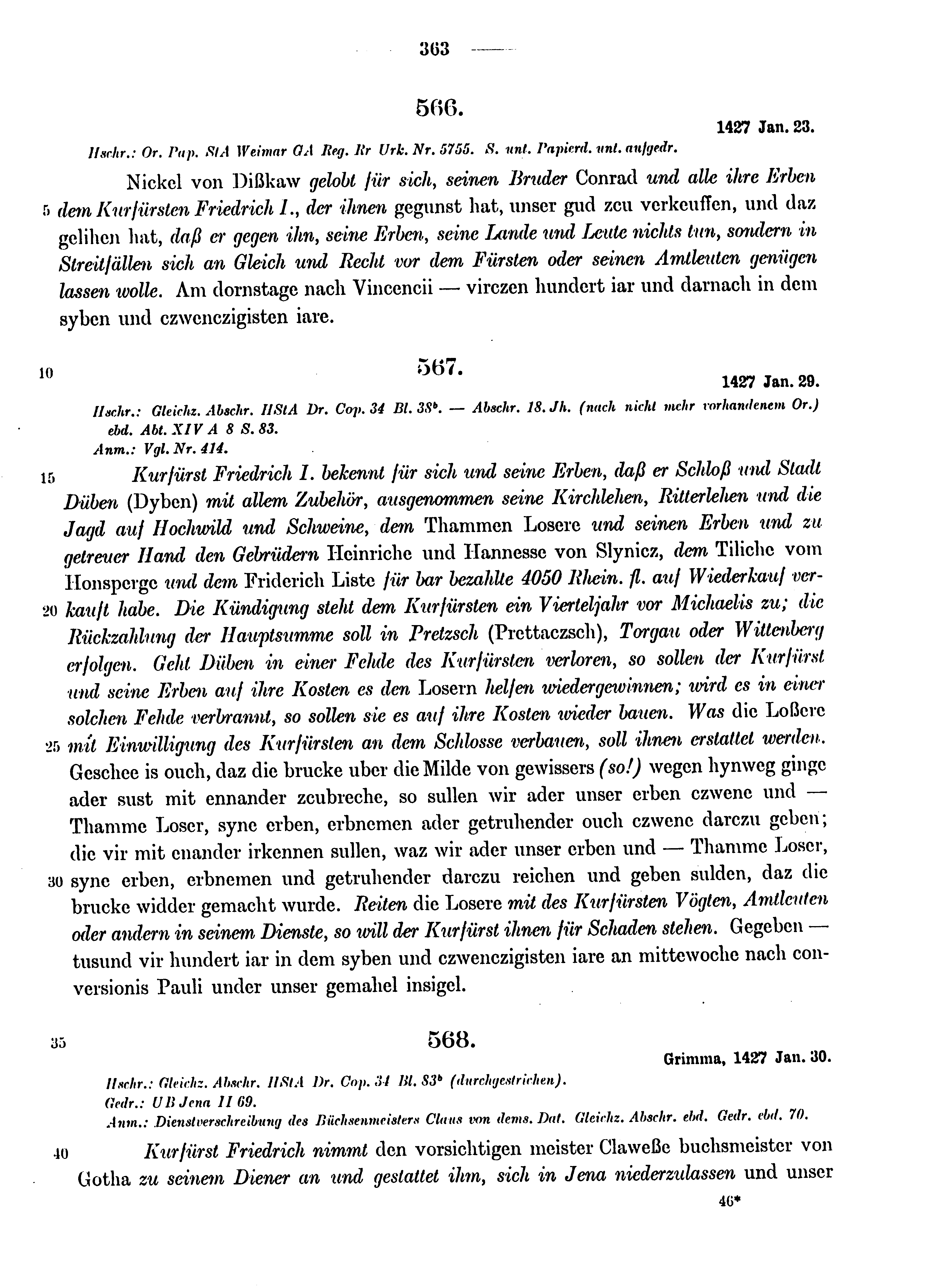 Historische Urkunde Seite 363 aus Band cds1b4