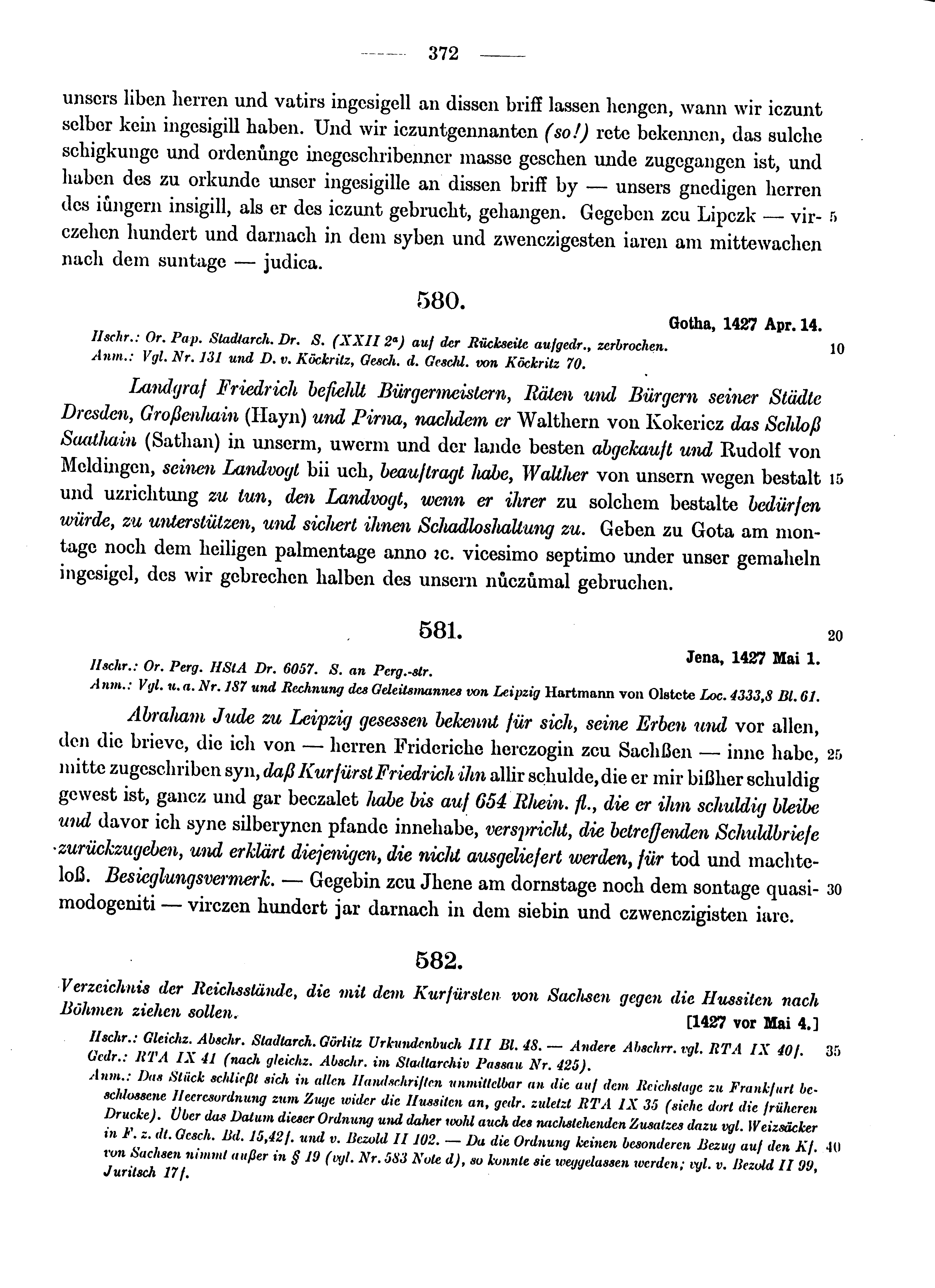 Historische Urkunde Seite 372 aus Band cds1b4
