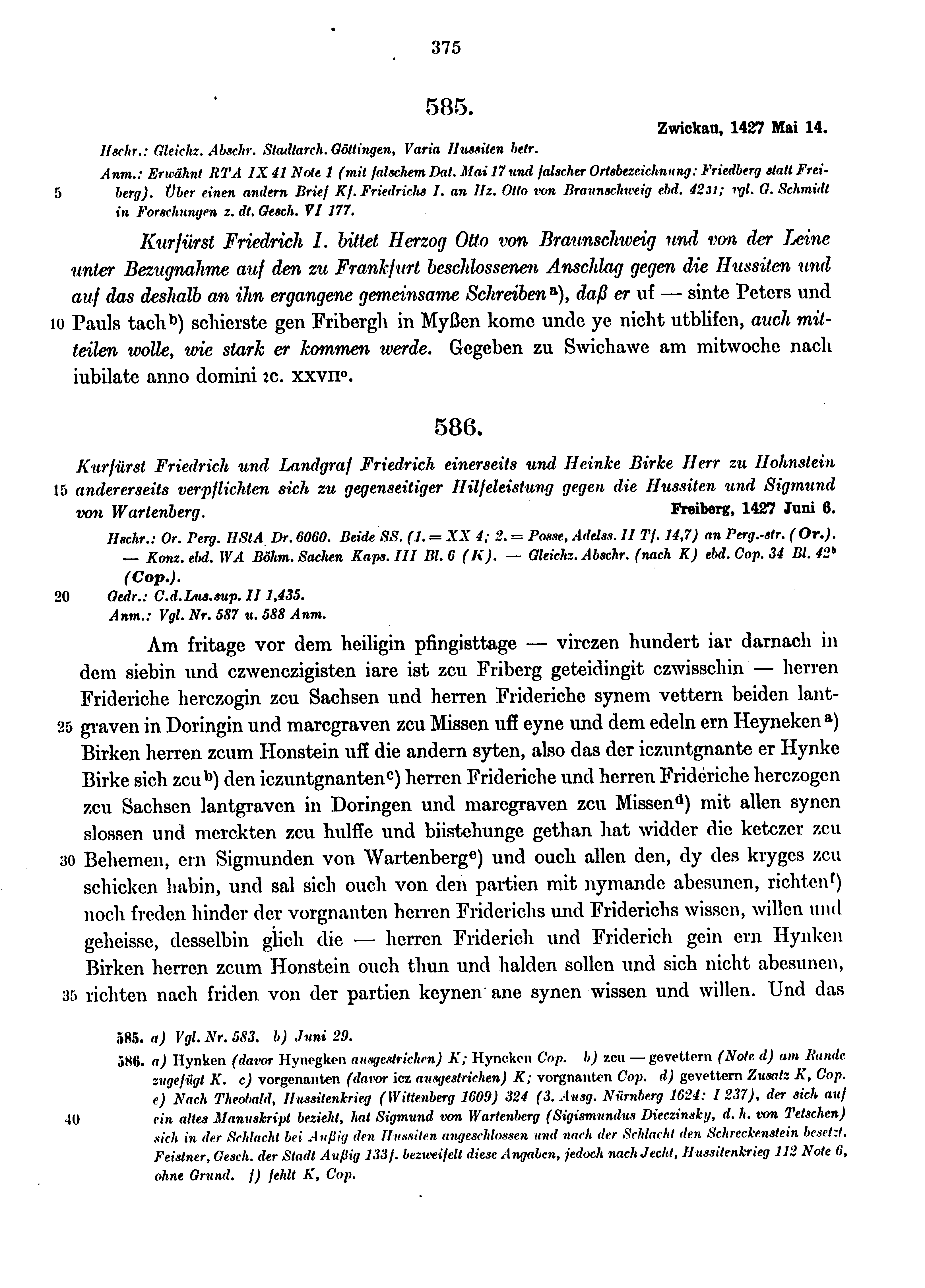 Historische Urkunde Seite 375 aus Band cds1b4