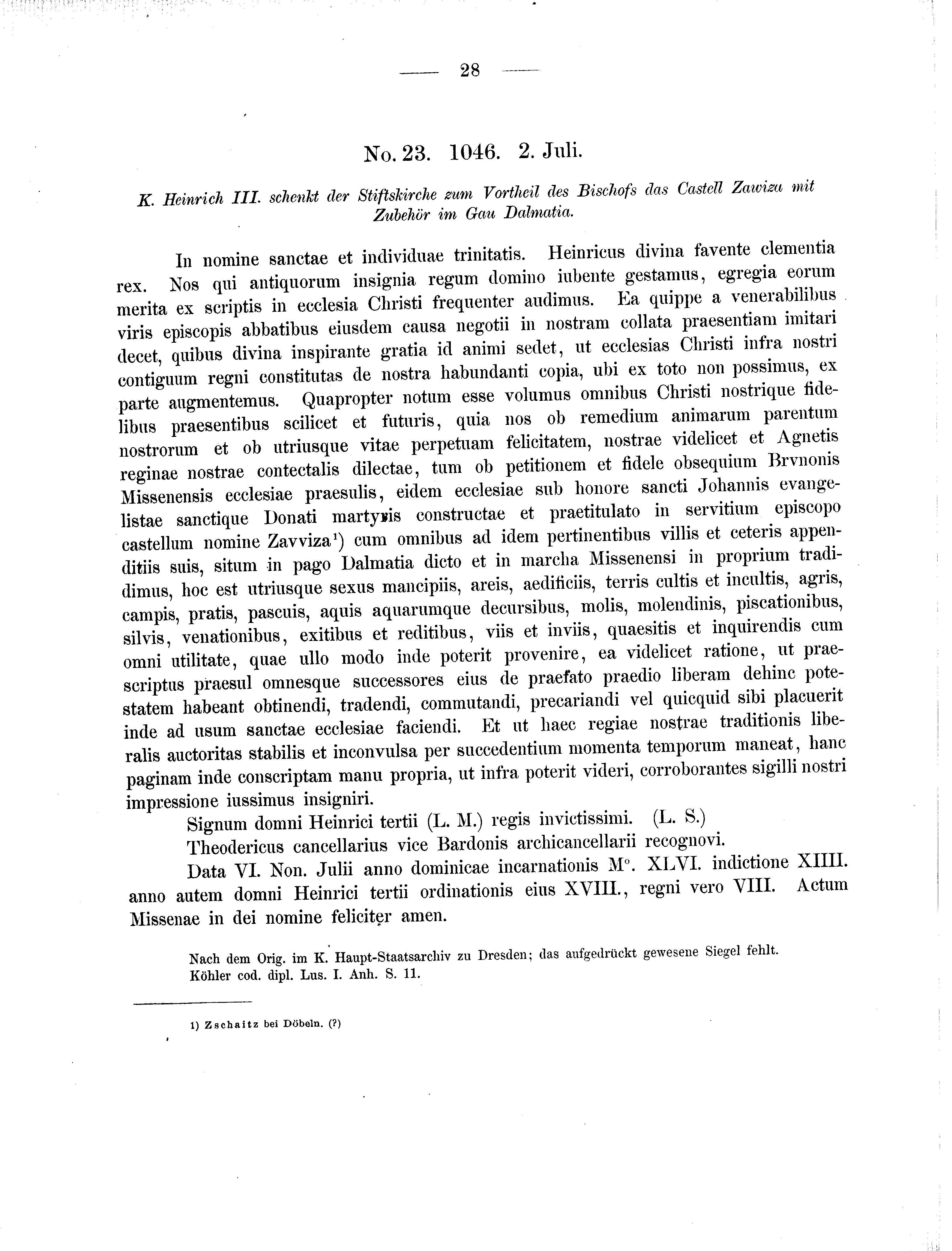 Historische Urkunde Seite 28 aus Band cds2_01