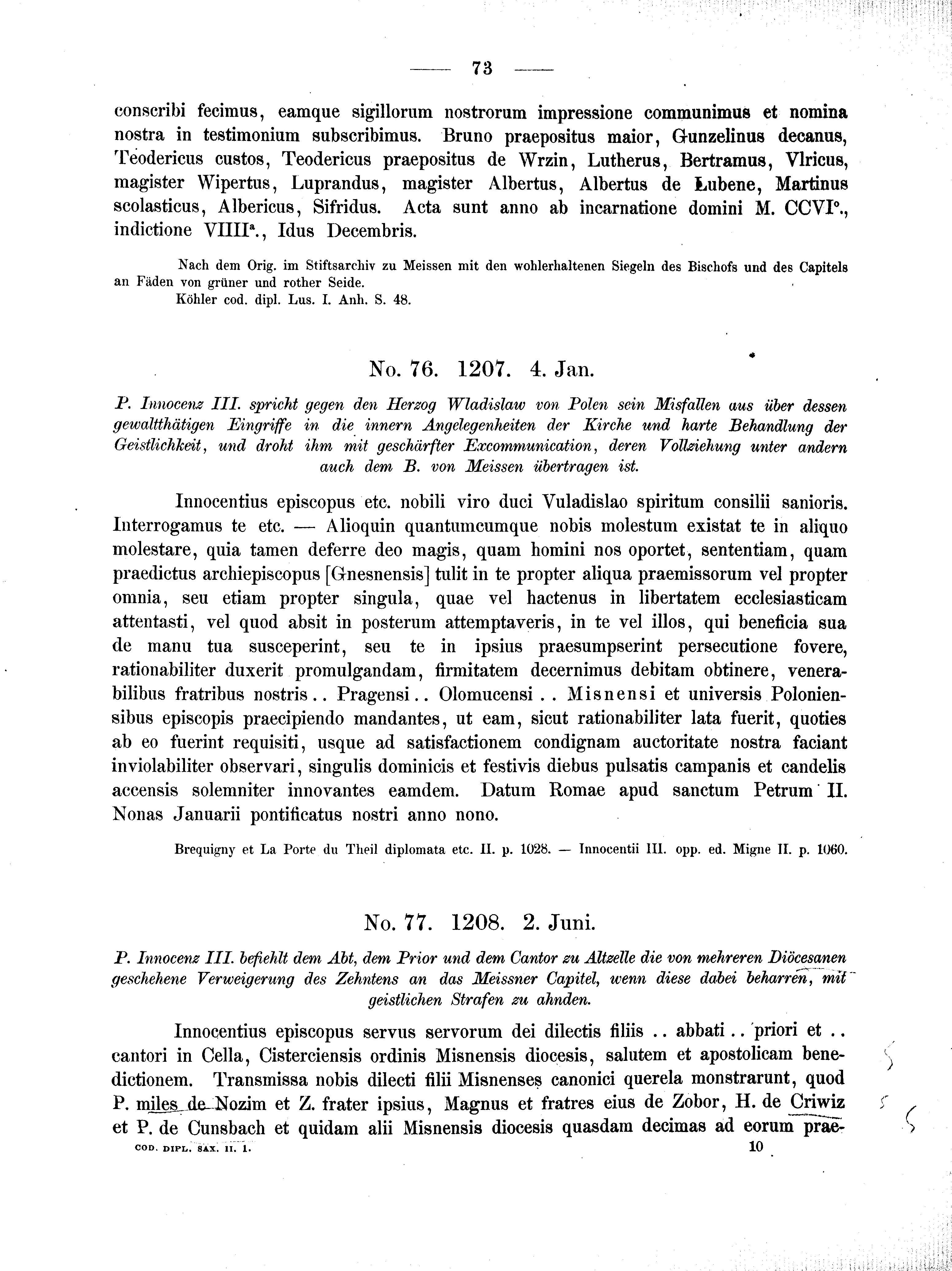 Historische Urkunde Seite 73 aus Band cds2_01