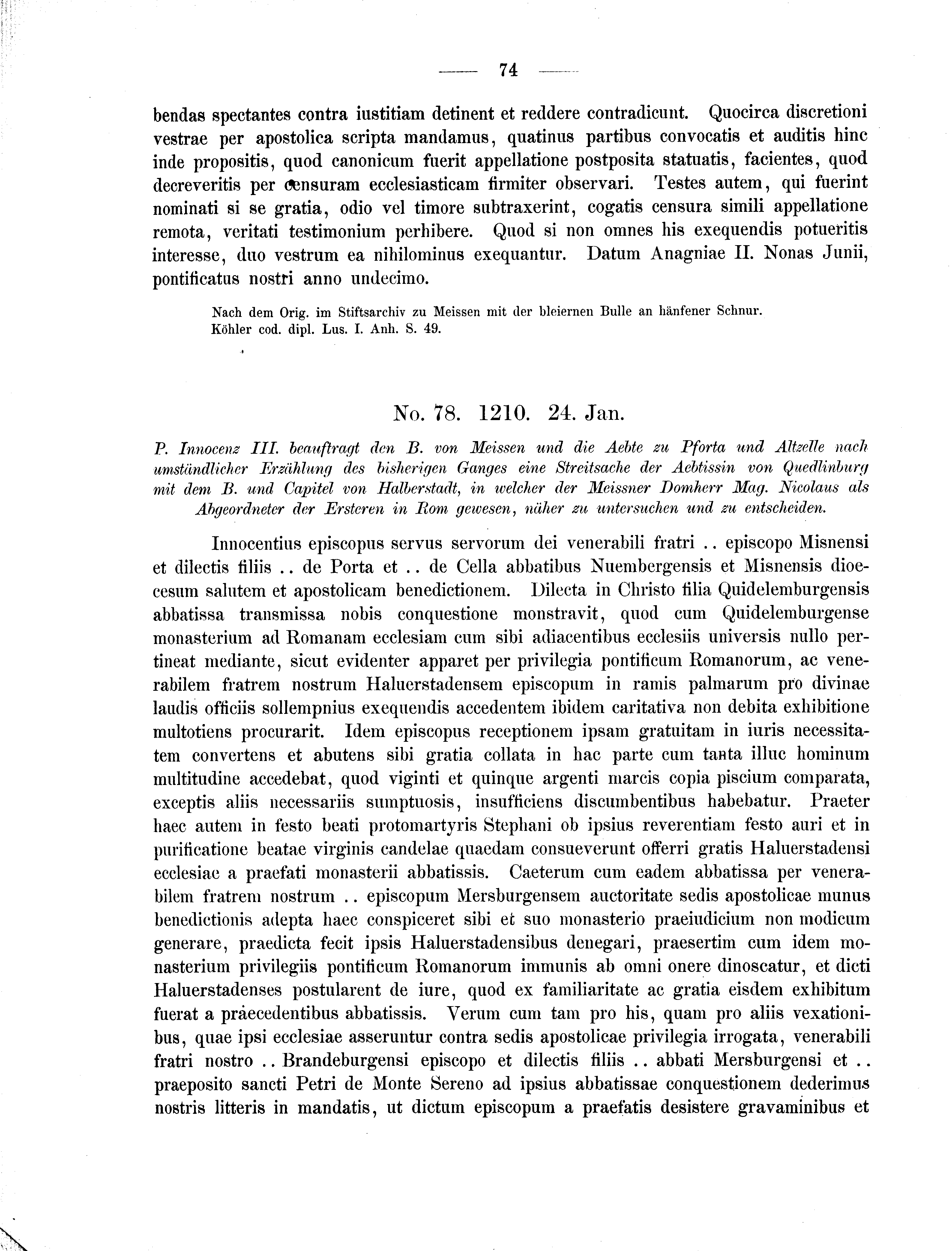 Historische Urkunde Seite 74 aus Band cds2_01