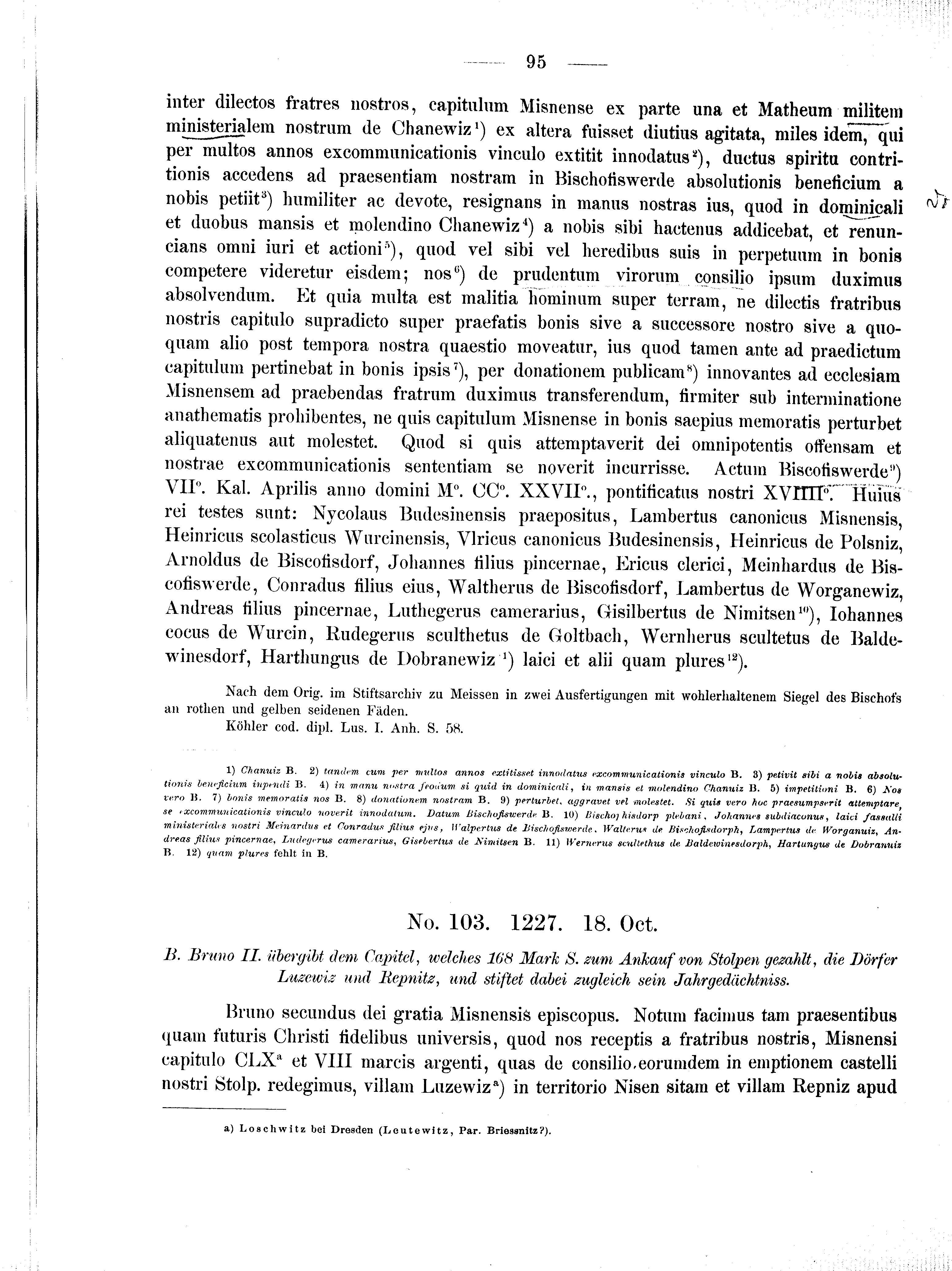 Historische Urkunde Seite 95 aus Band cds2_01