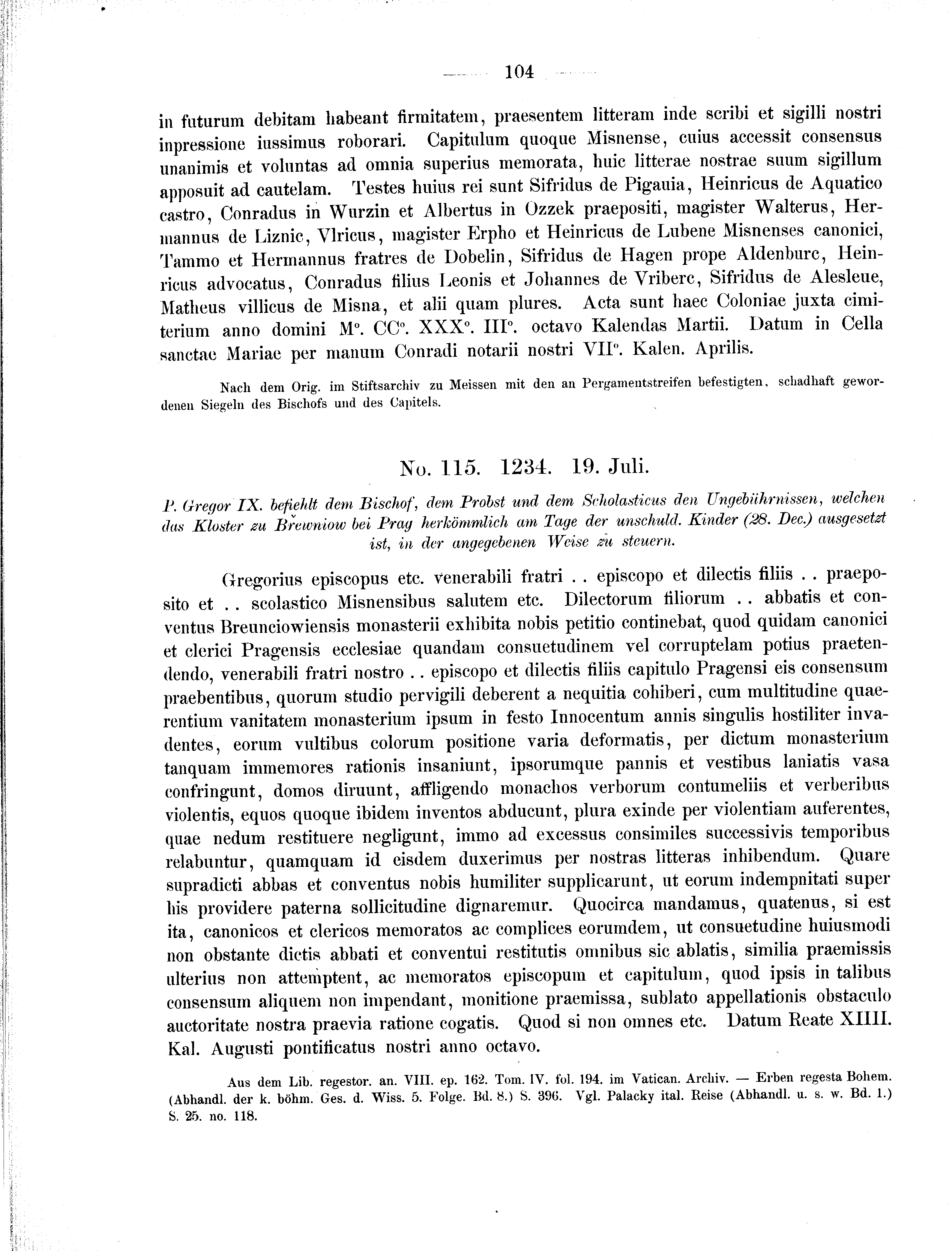 Historische Urkunde Seite 104 aus Band cds2_01