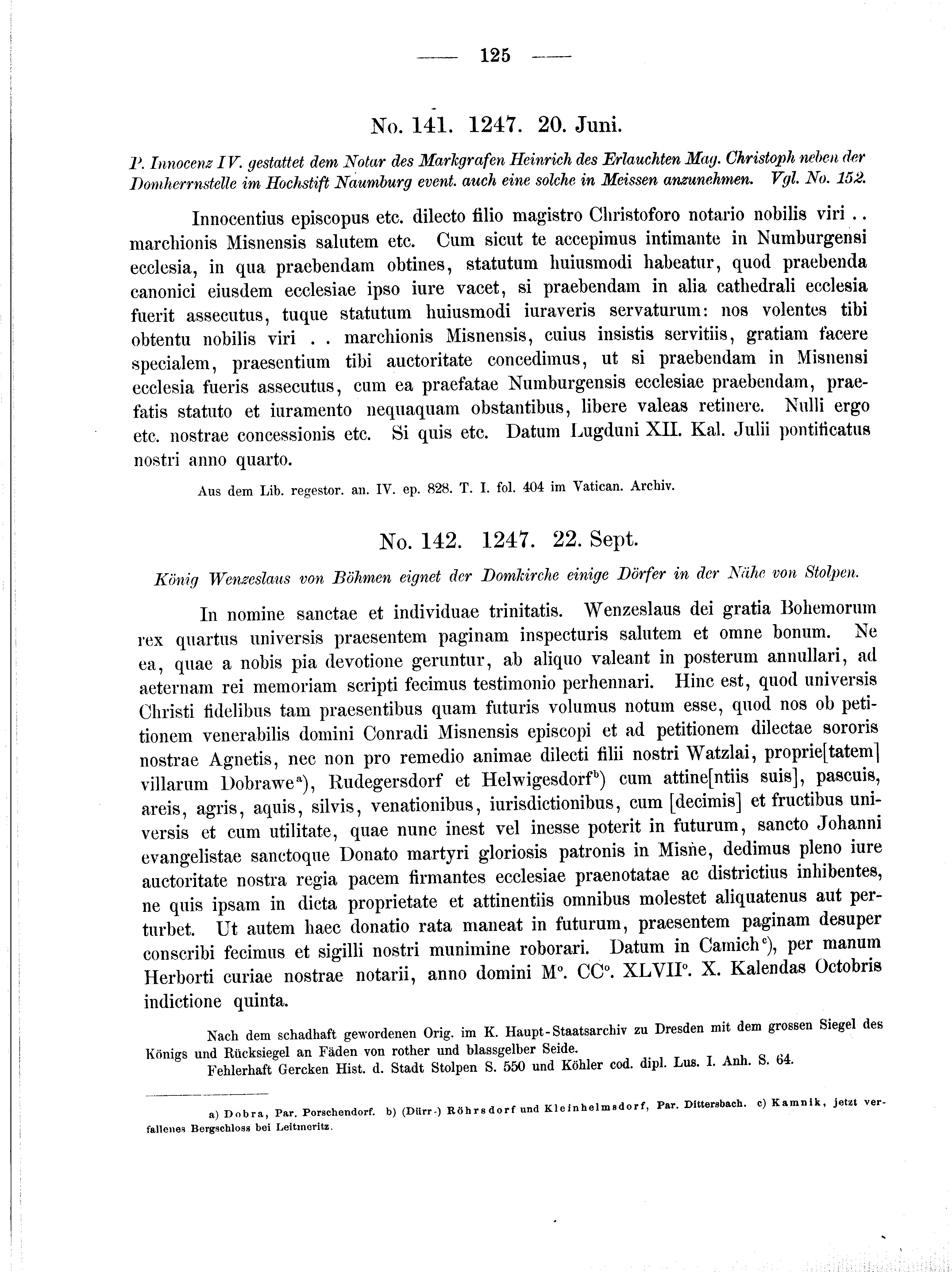 Historische Urkunde Seite 125 aus Band cds2_01