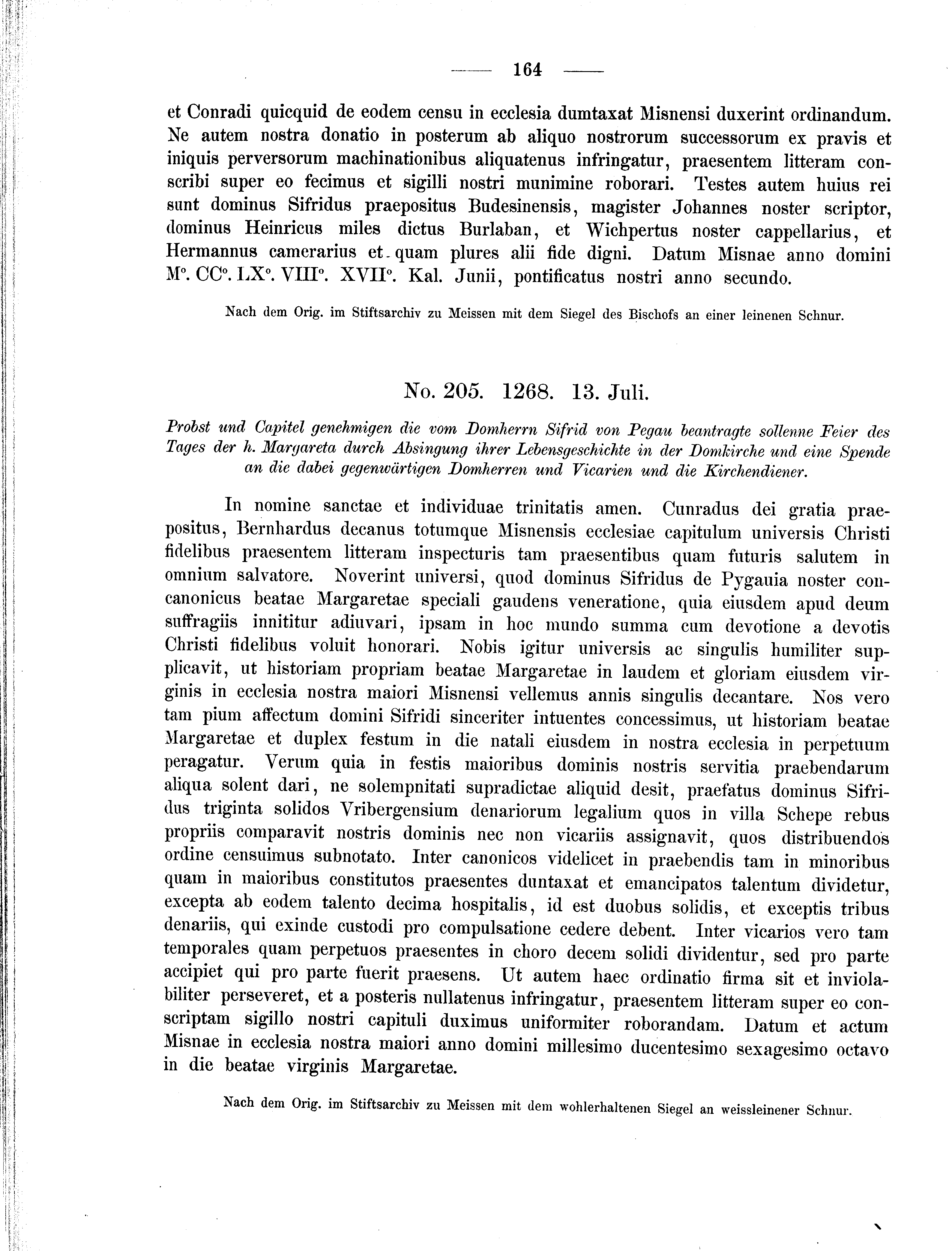 Historische Urkunde Seite 164 aus Band cds2_01