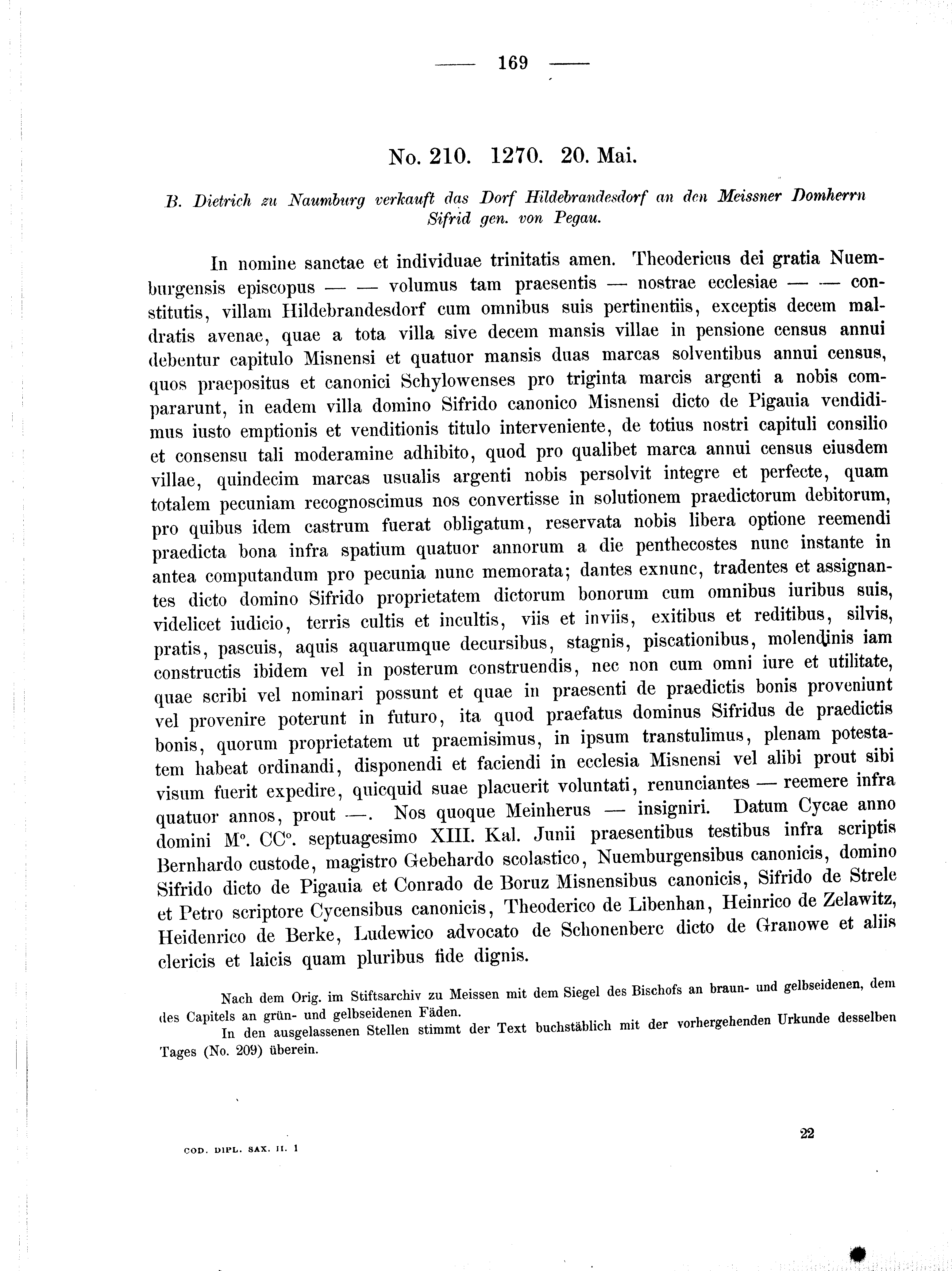 Historische Urkunde Seite 169 aus Band cds2_01