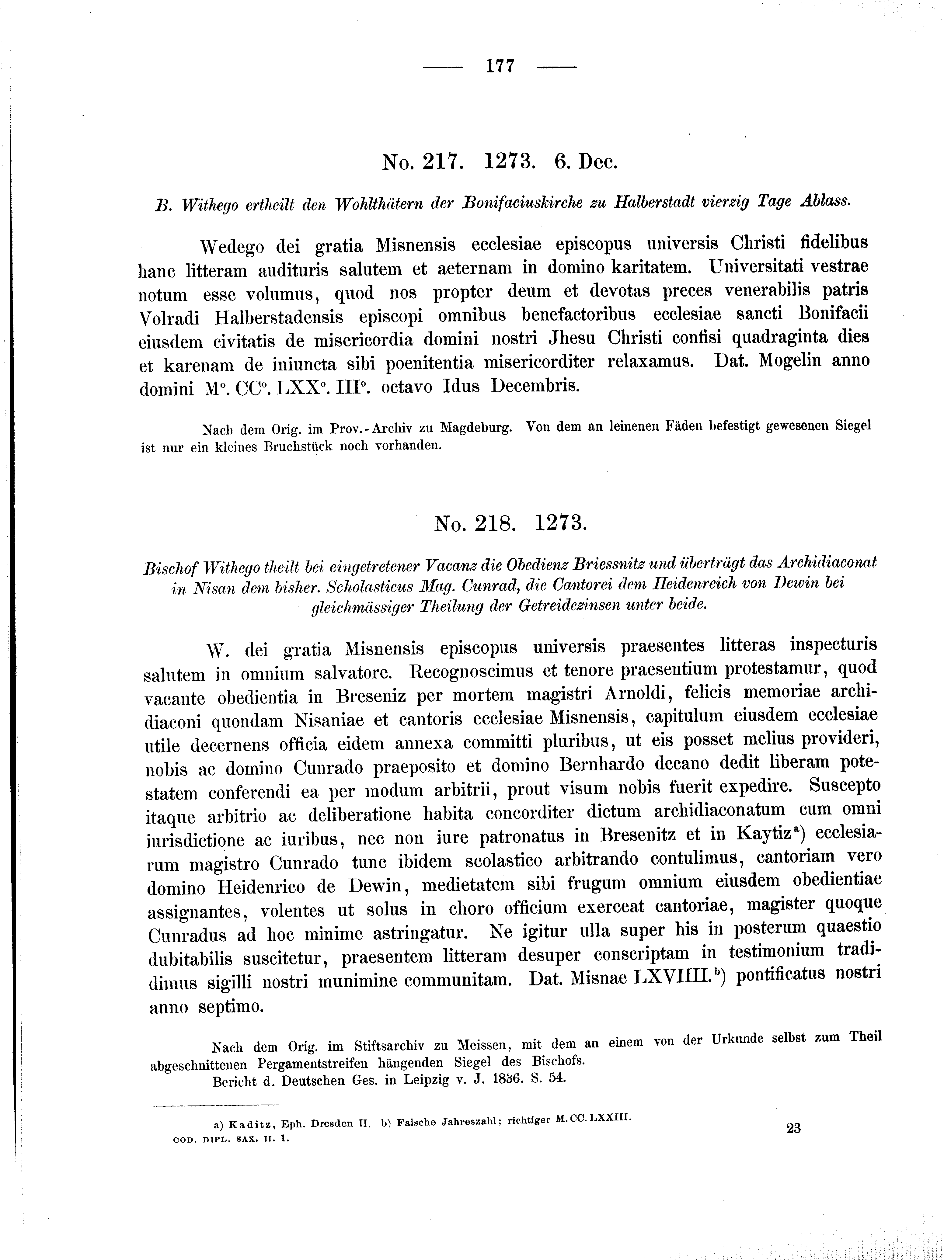 Historische Urkunde Seite 177 aus Band cds2_01