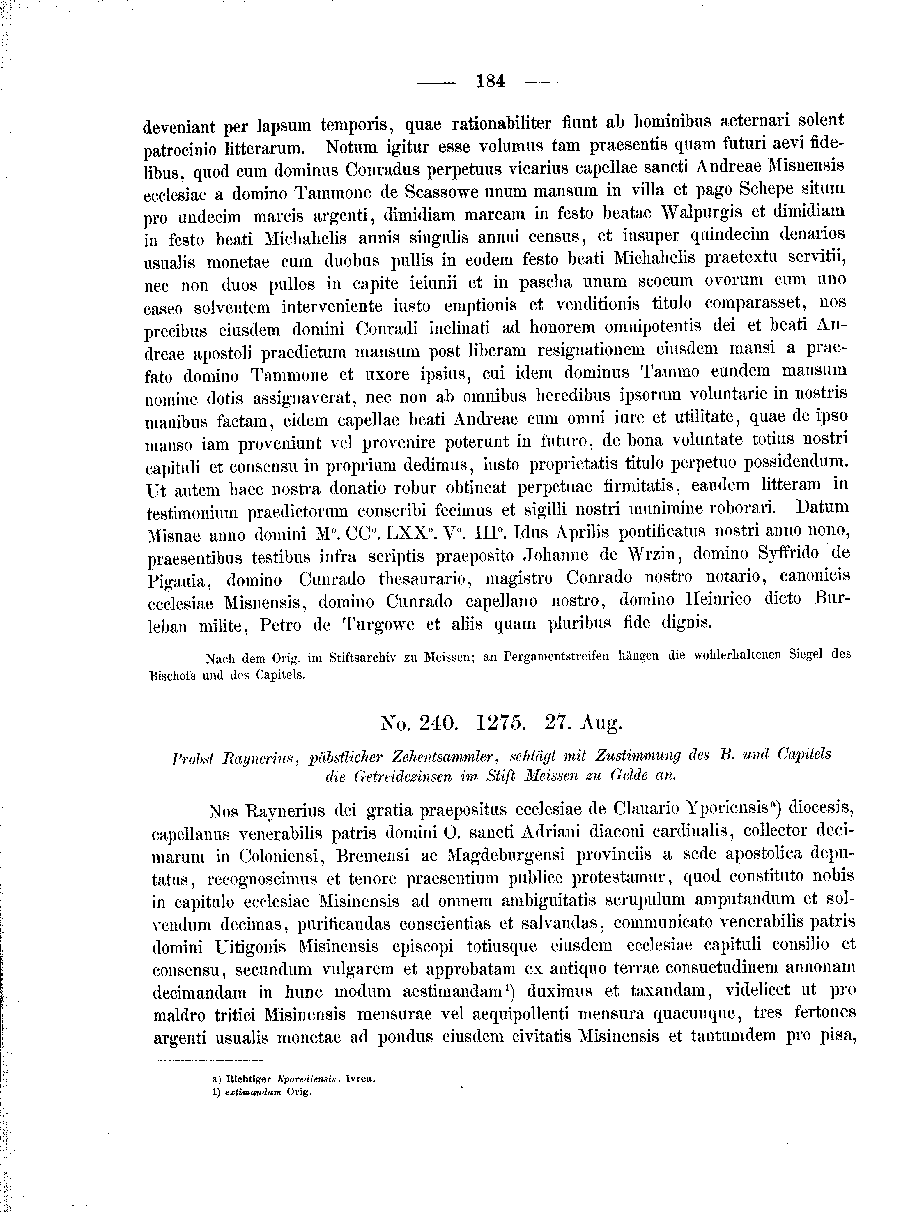 Historische Urkunde Seite 184 aus Band cds2_01