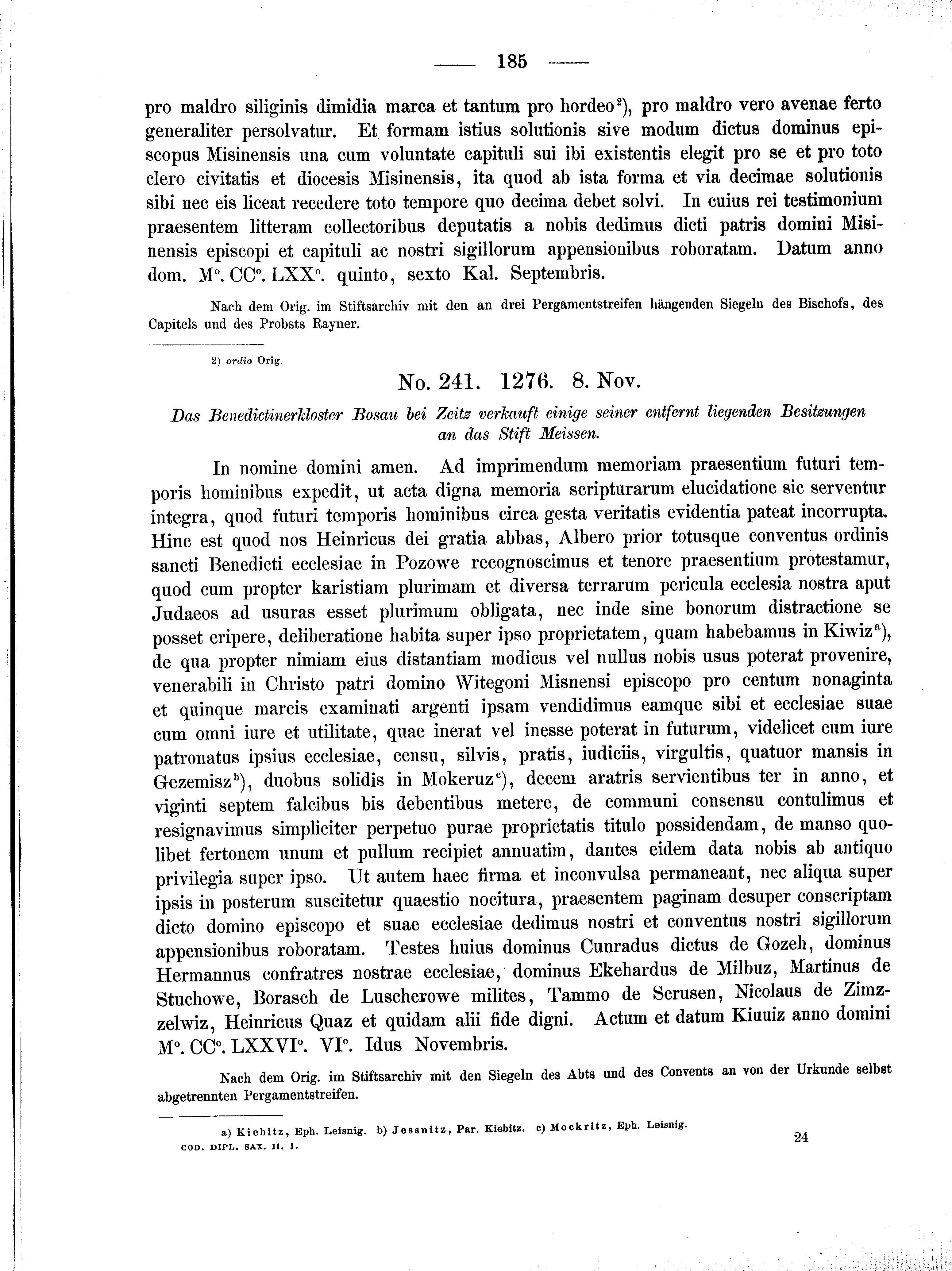 Historische Urkunde Seite 185 aus Band cds2_01