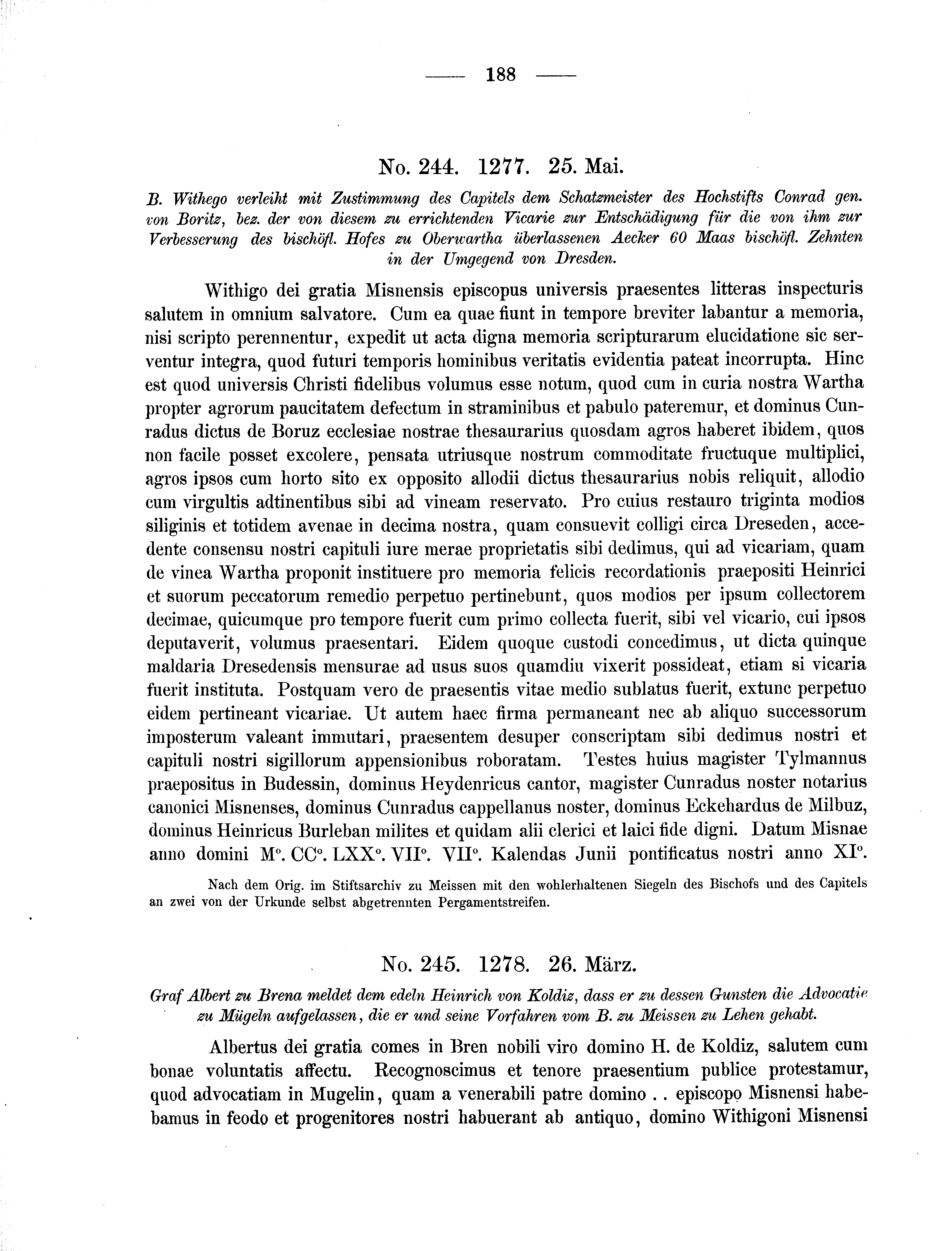 Historische Urkunde Seite 188 aus Band cds2_01