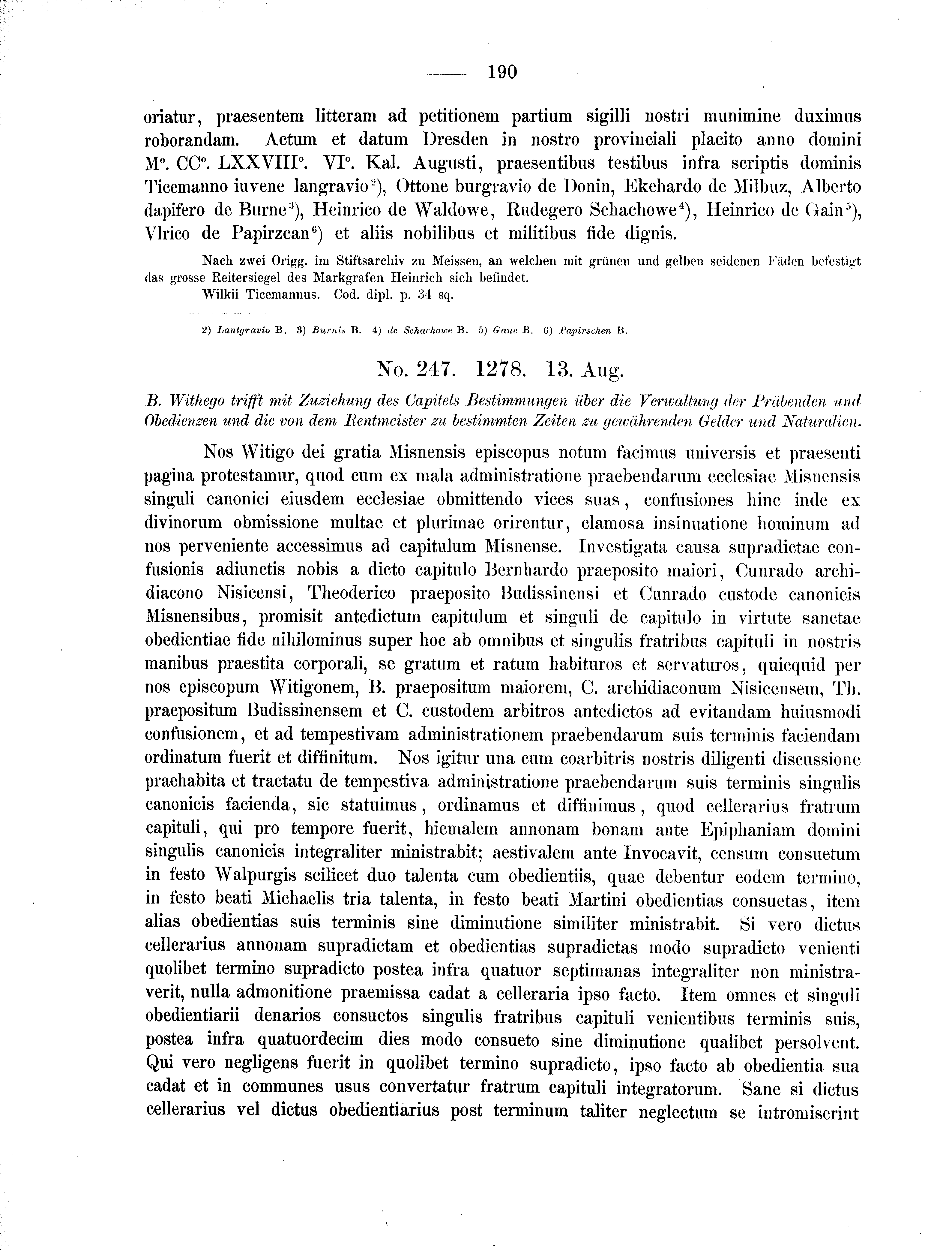 Historische Urkunde Seite 190 aus Band cds2_01