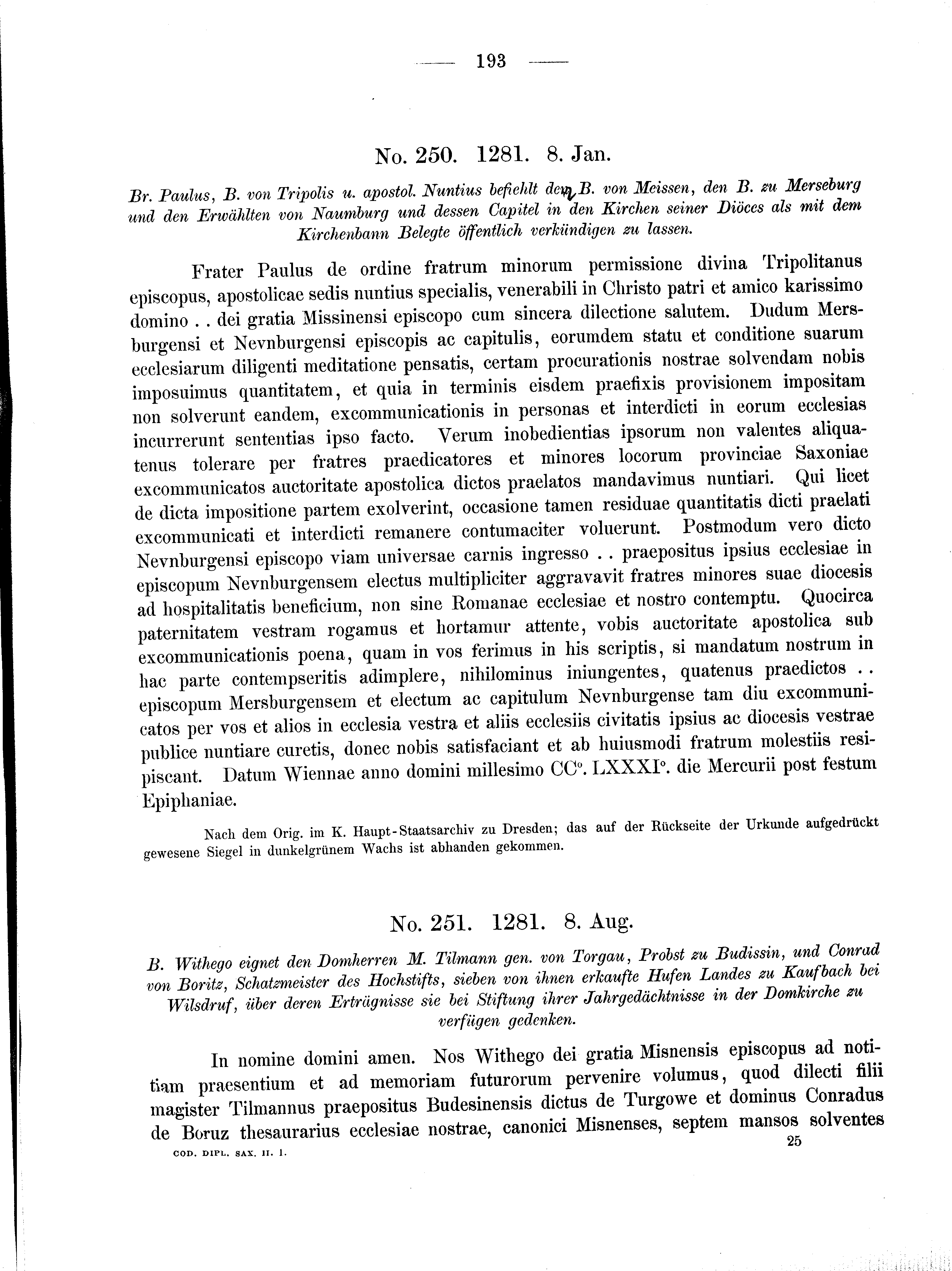 Historische Urkunde Seite 193 aus Band cds2_01