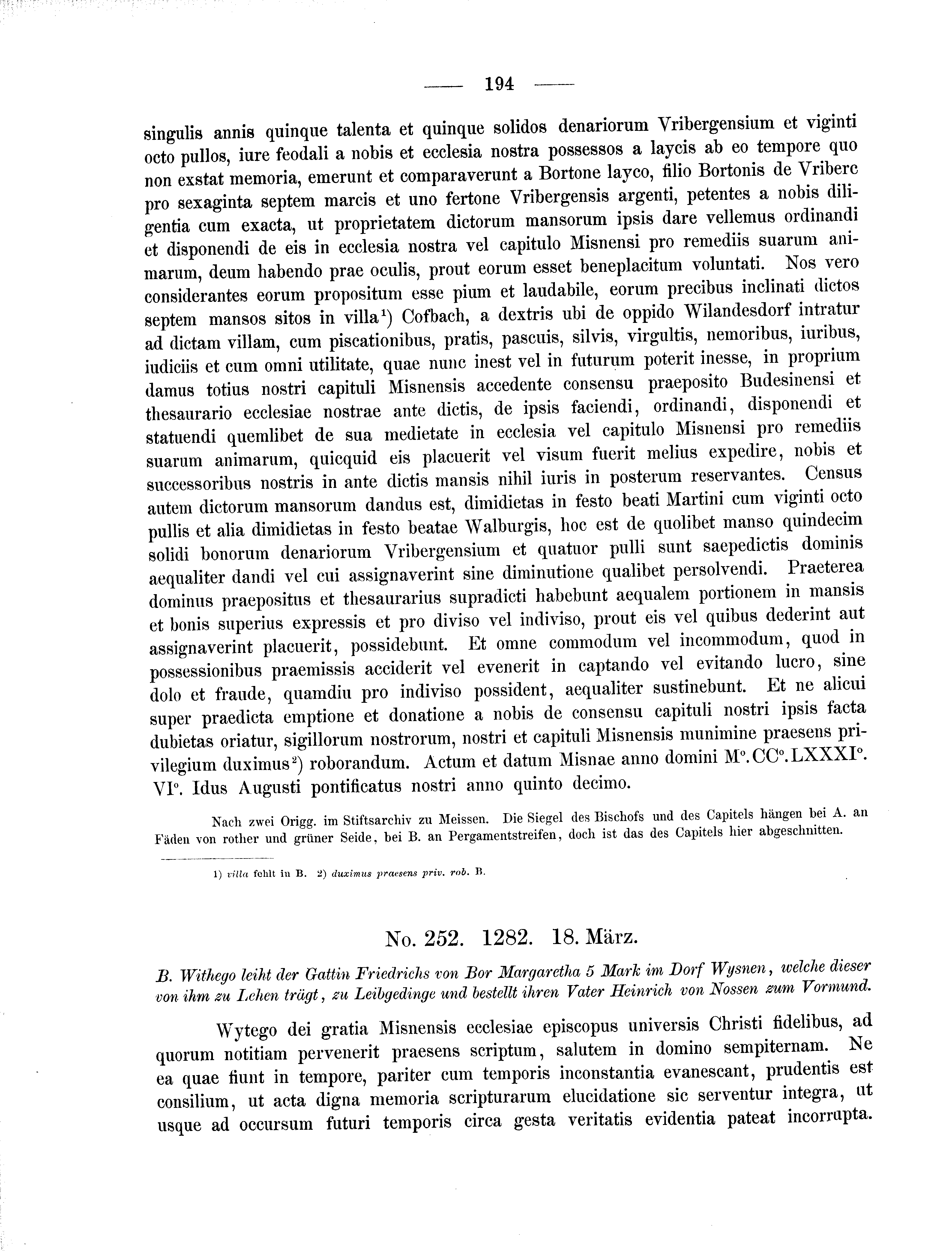 Historische Urkunde Seite 194 aus Band cds2_01