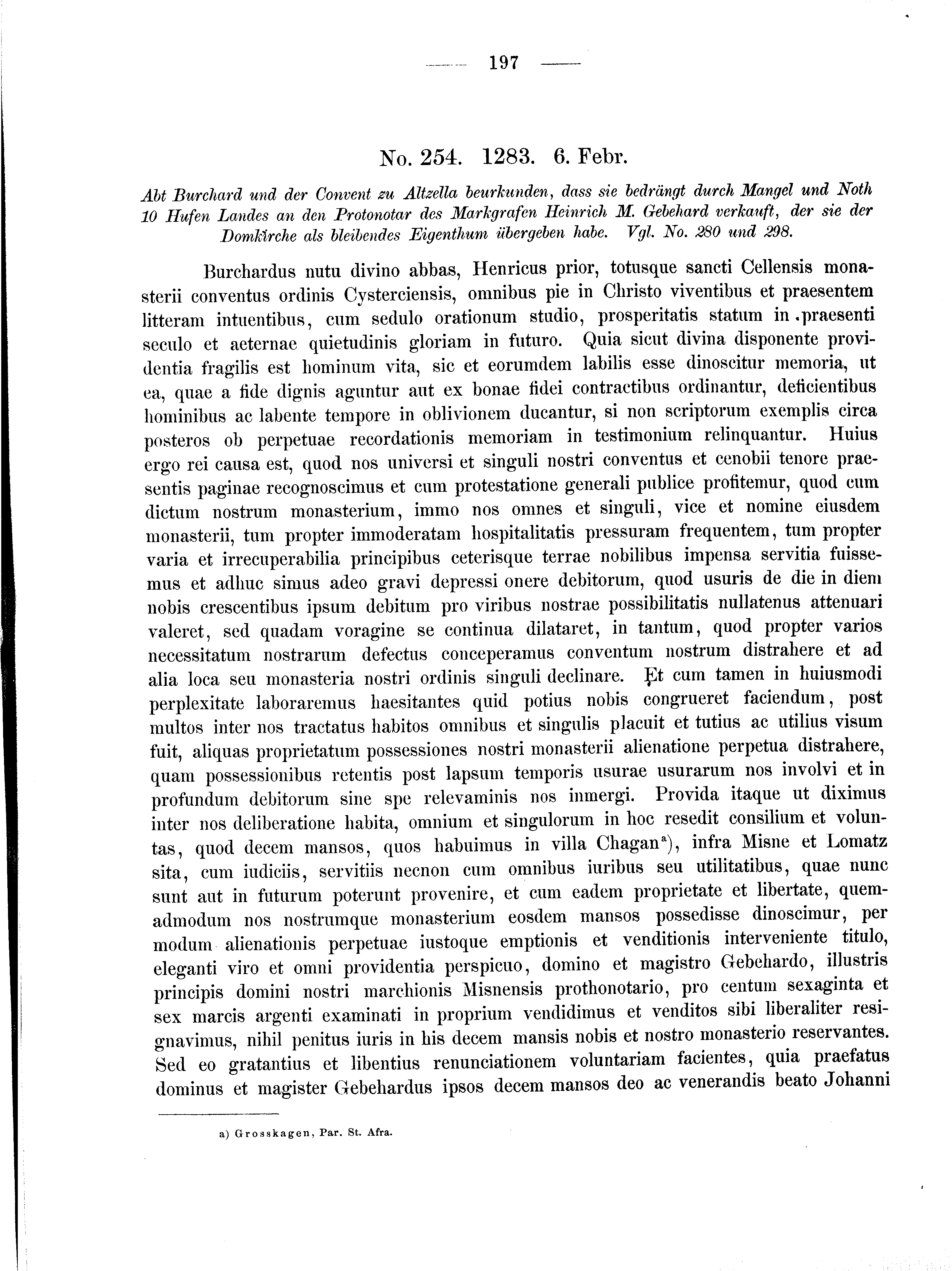 Historische Urkunde Seite 197 aus Band cds2_01