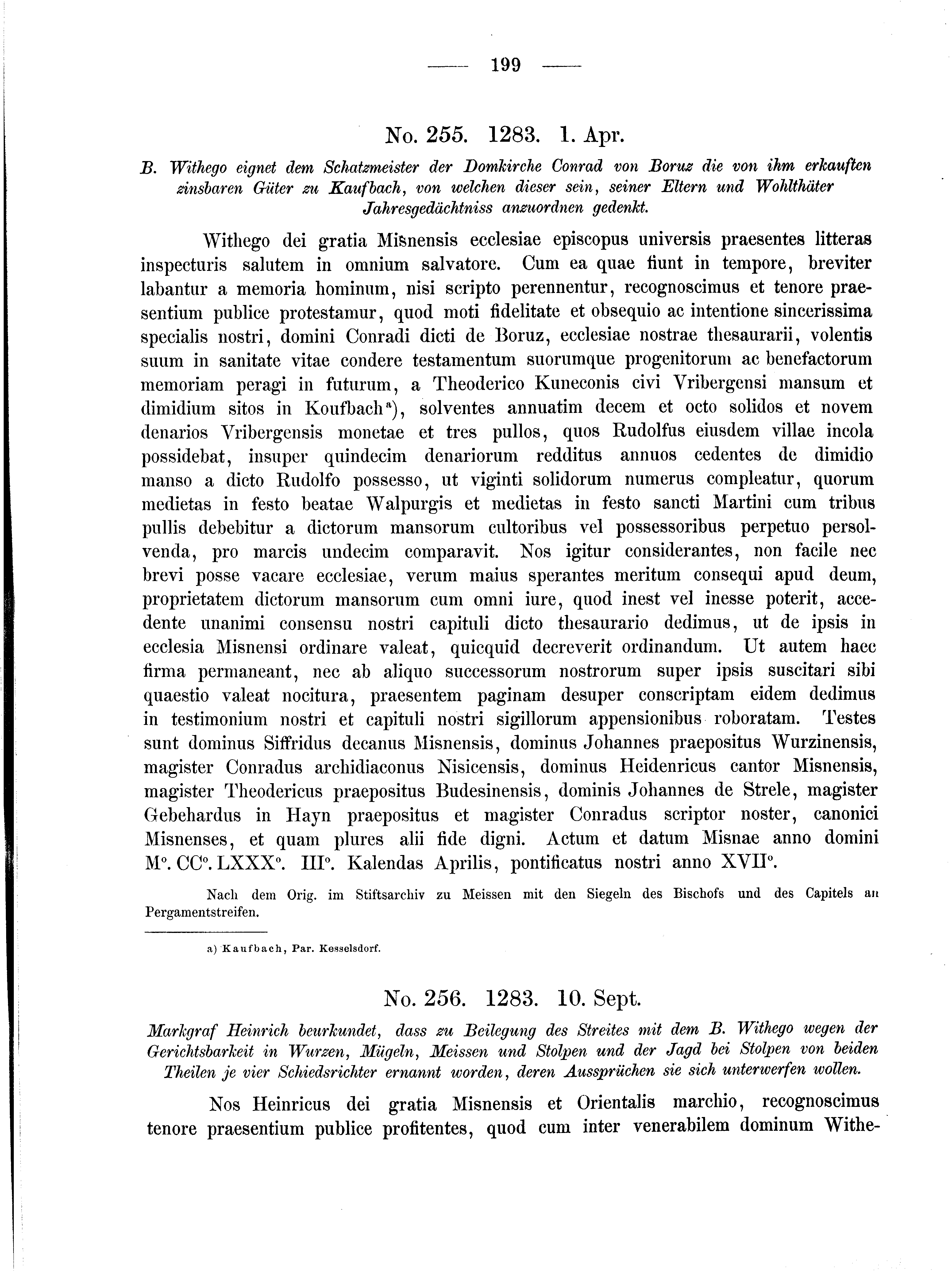 Historische Urkunde Seite 199 aus Band cds2_01