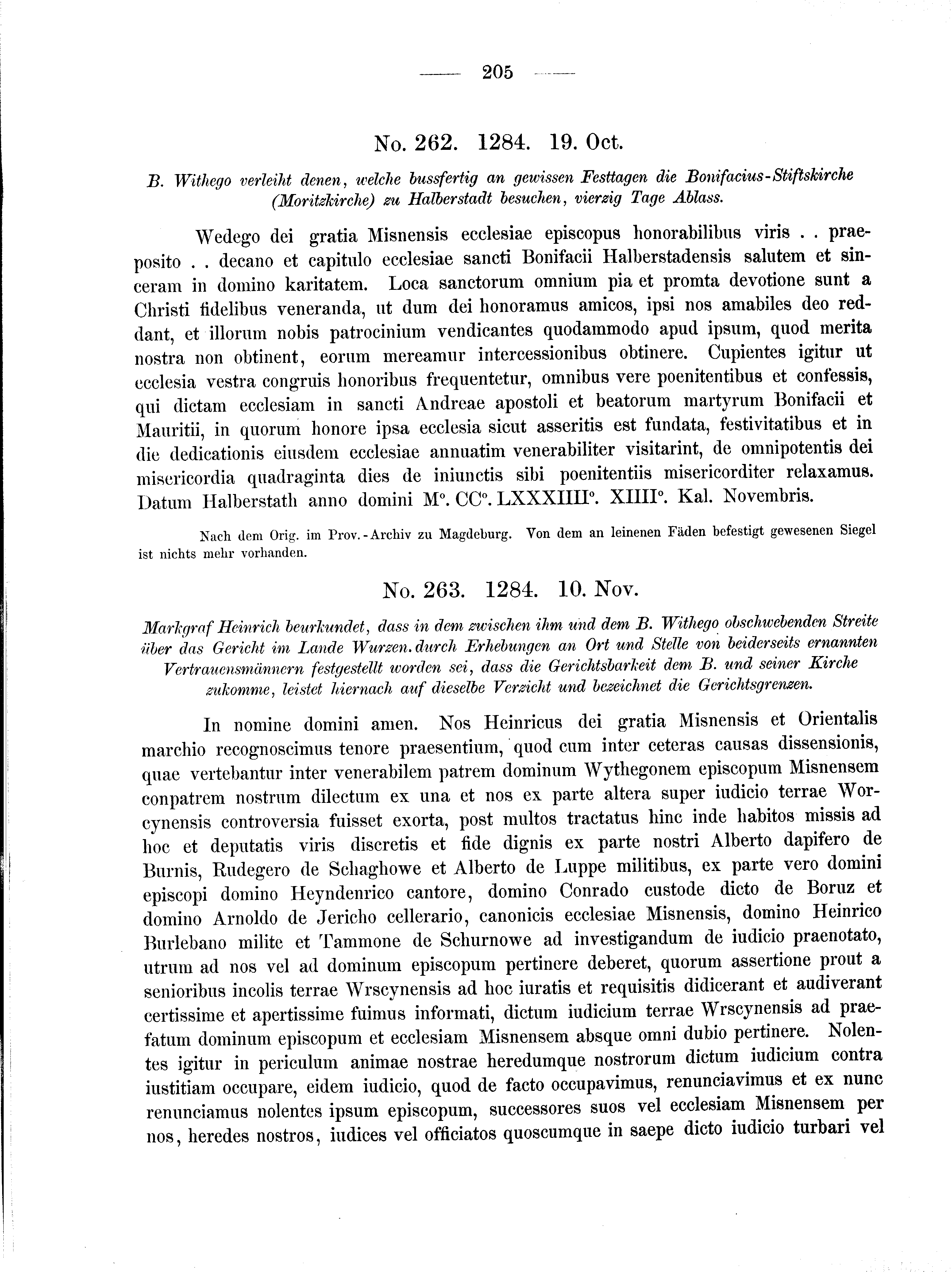 Historische Urkunde Seite 205 aus Band cds2_01