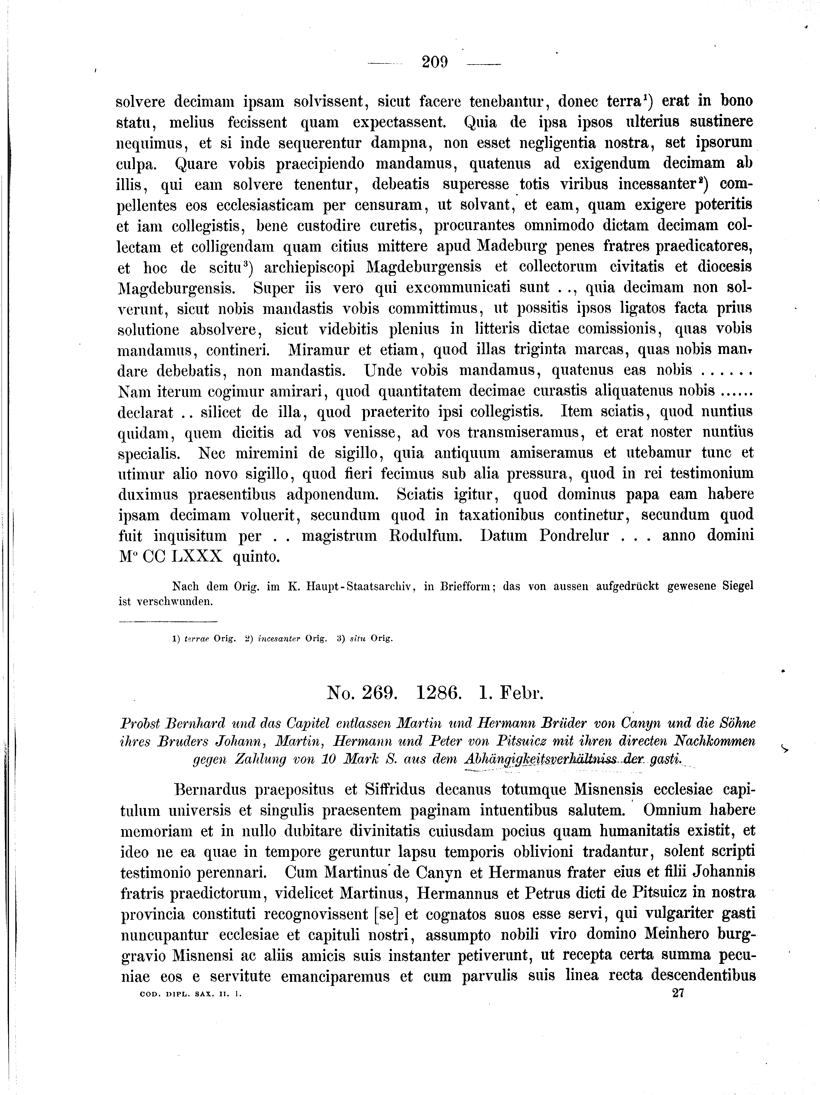 Historische Urkunde Seite 209 aus Band cds2_01