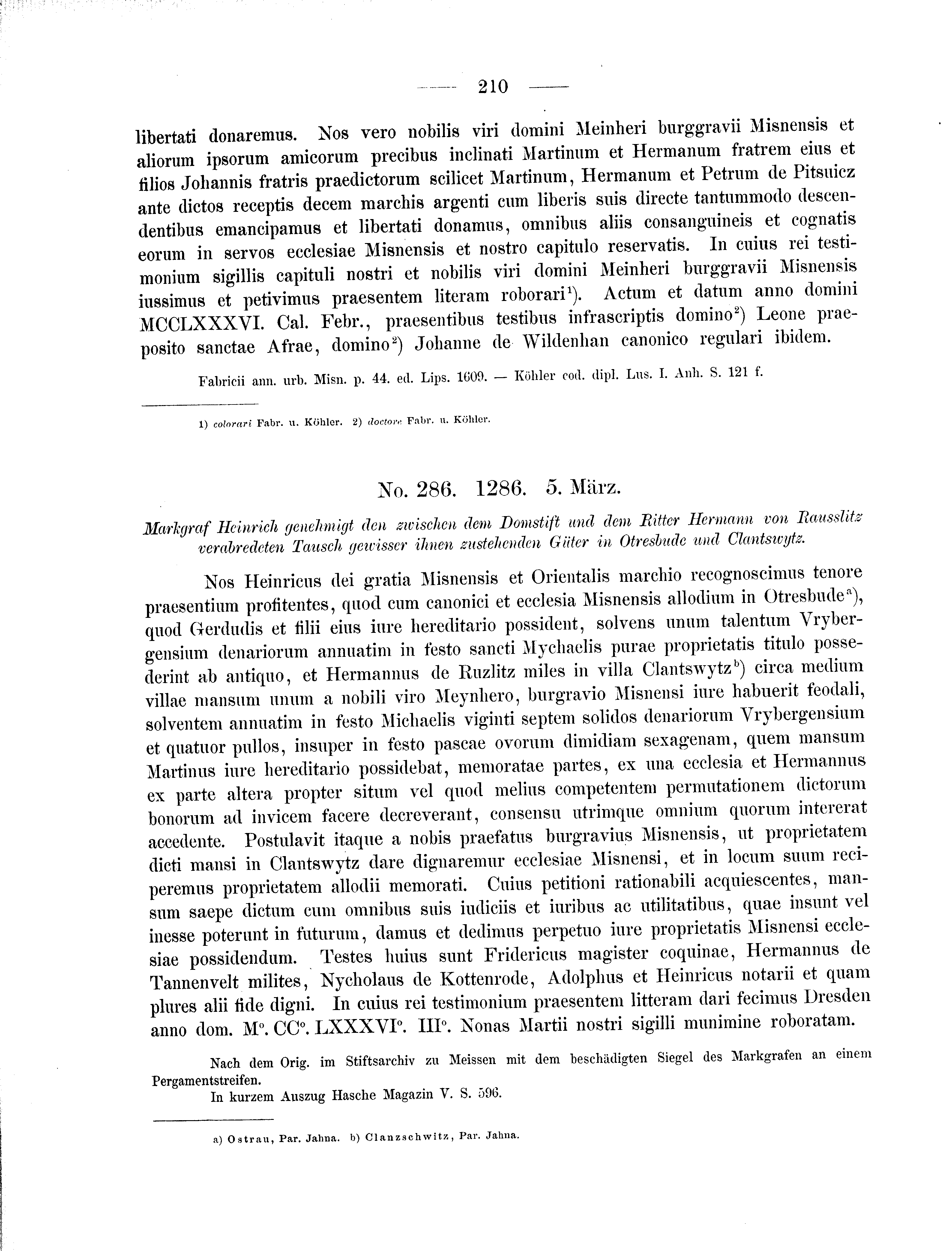 Historische Urkunde Seite 210 aus Band cds2_01