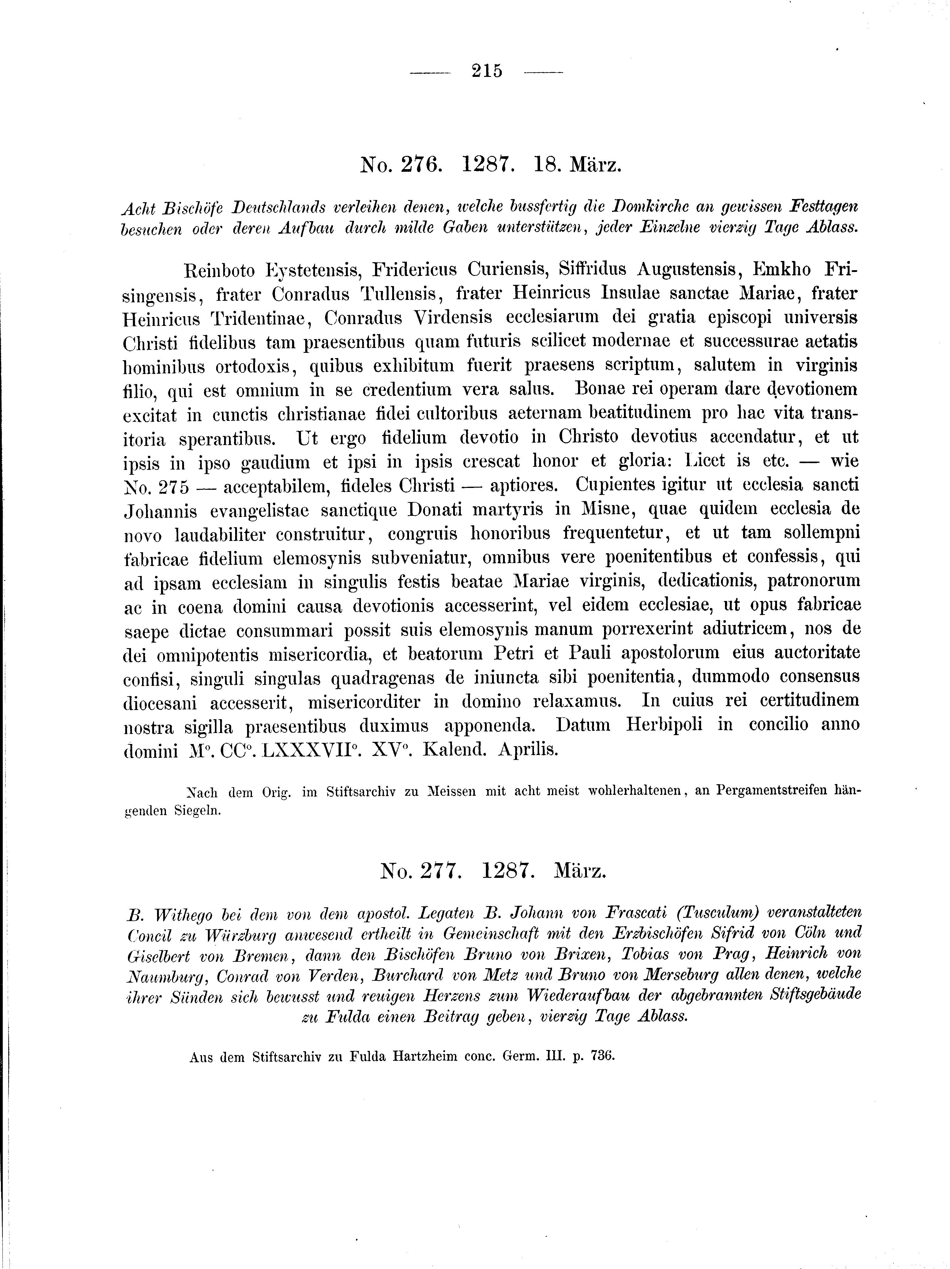 Historische Urkunde Seite 215 aus Band cds2_01