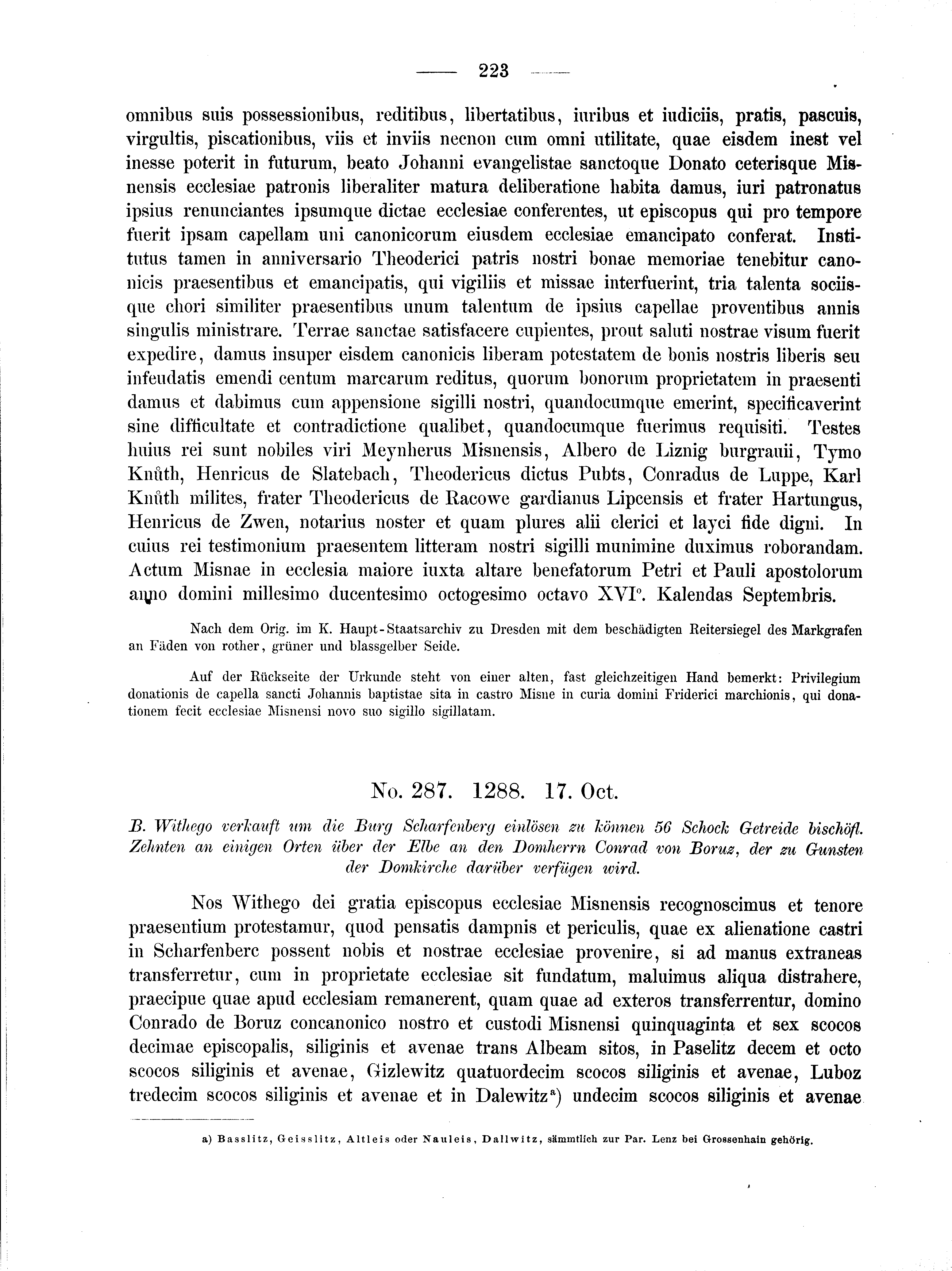 Historische Urkunde Seite 223 aus Band cds2_01