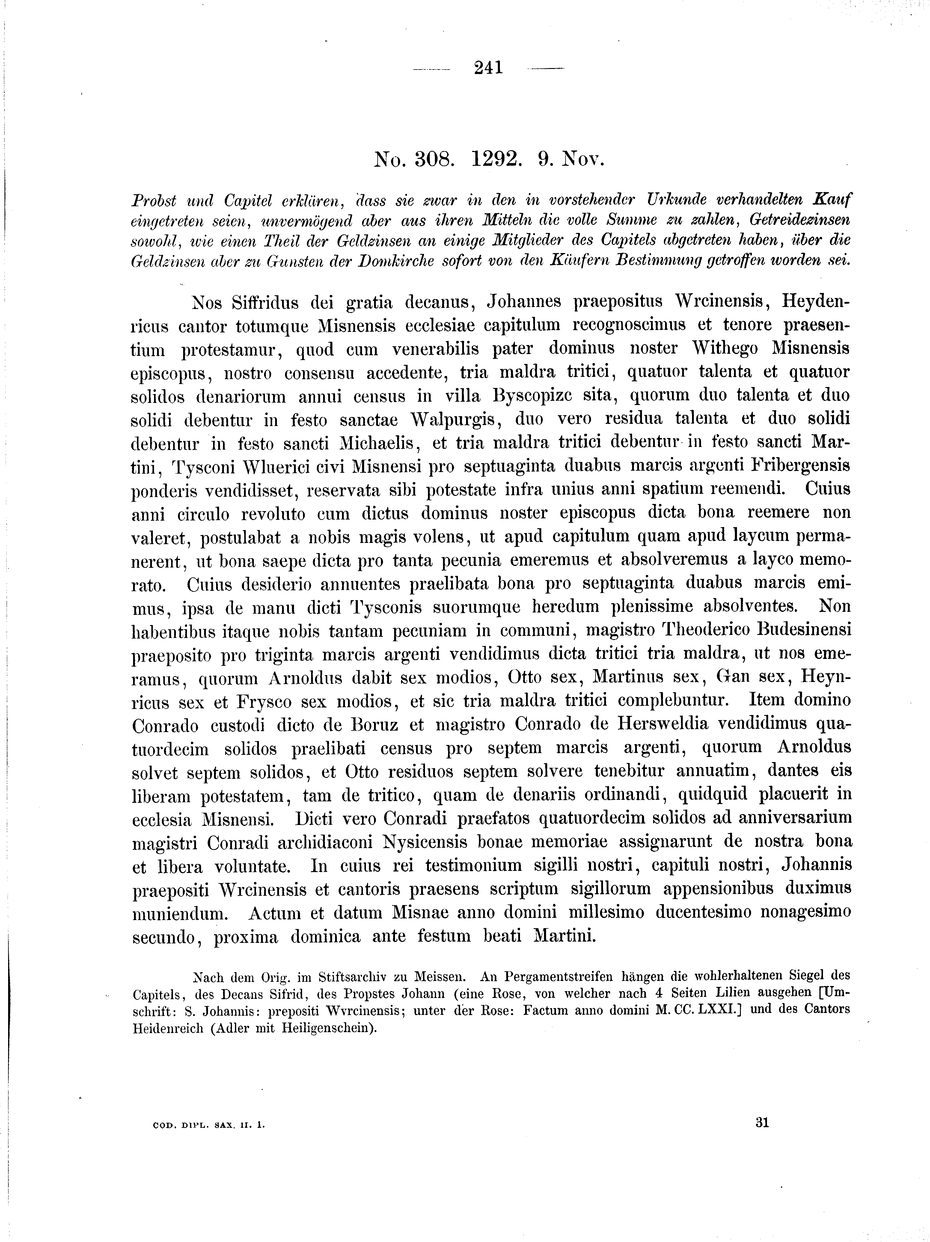 Historische Urkunde Seite 241 aus Band cds2_01