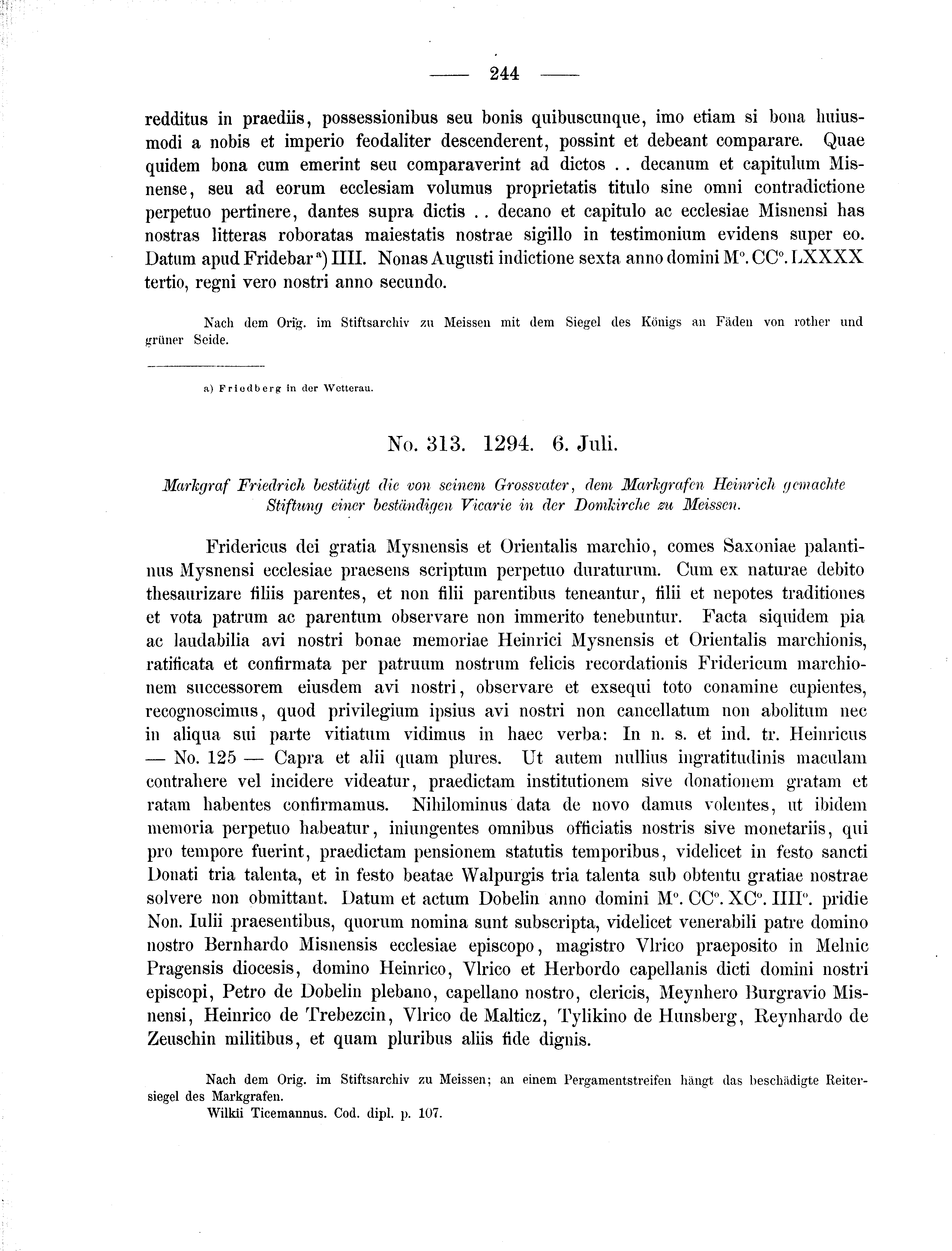 Historische Urkunde Seite 244 aus Band cds2_01