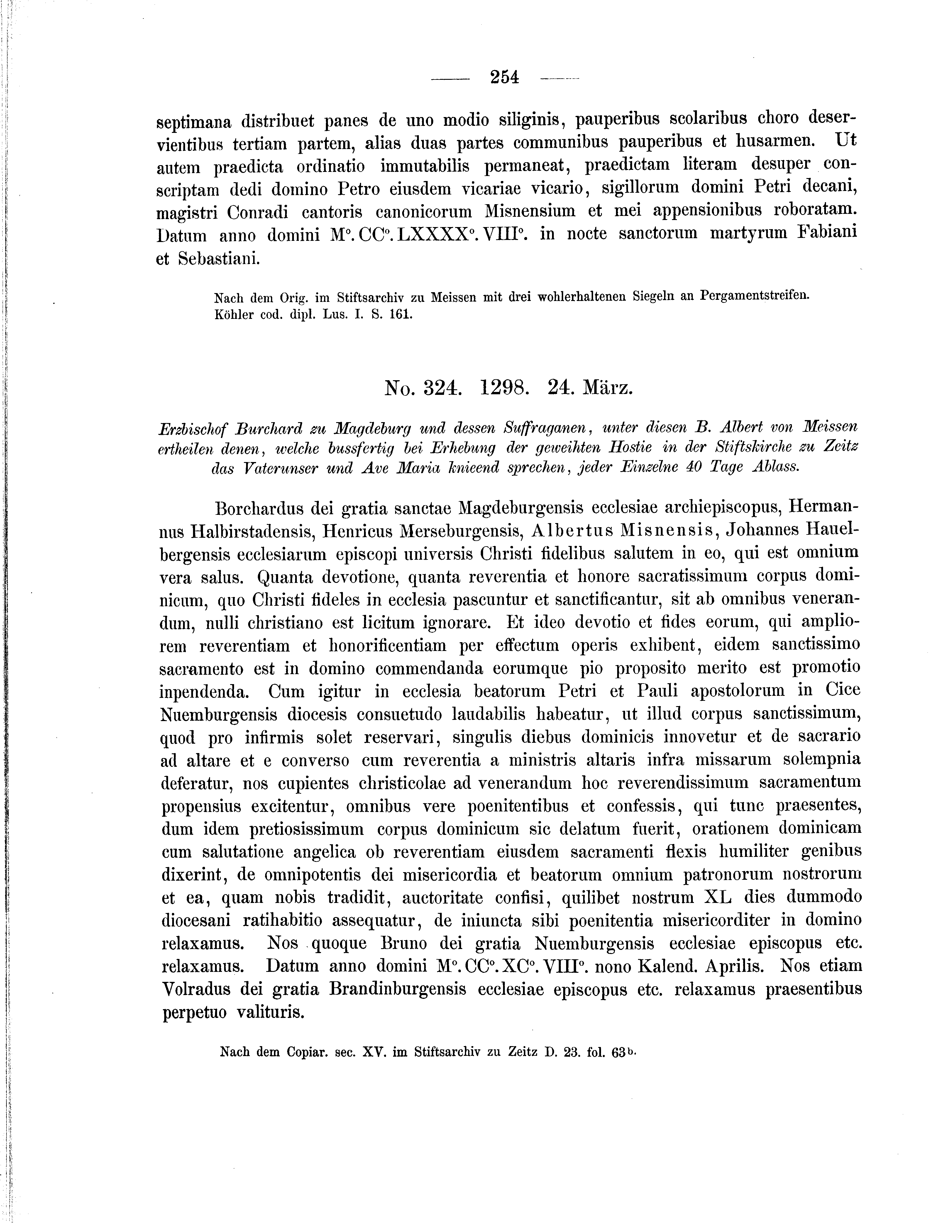 Historische Urkunde Seite 254 aus Band cds2_01