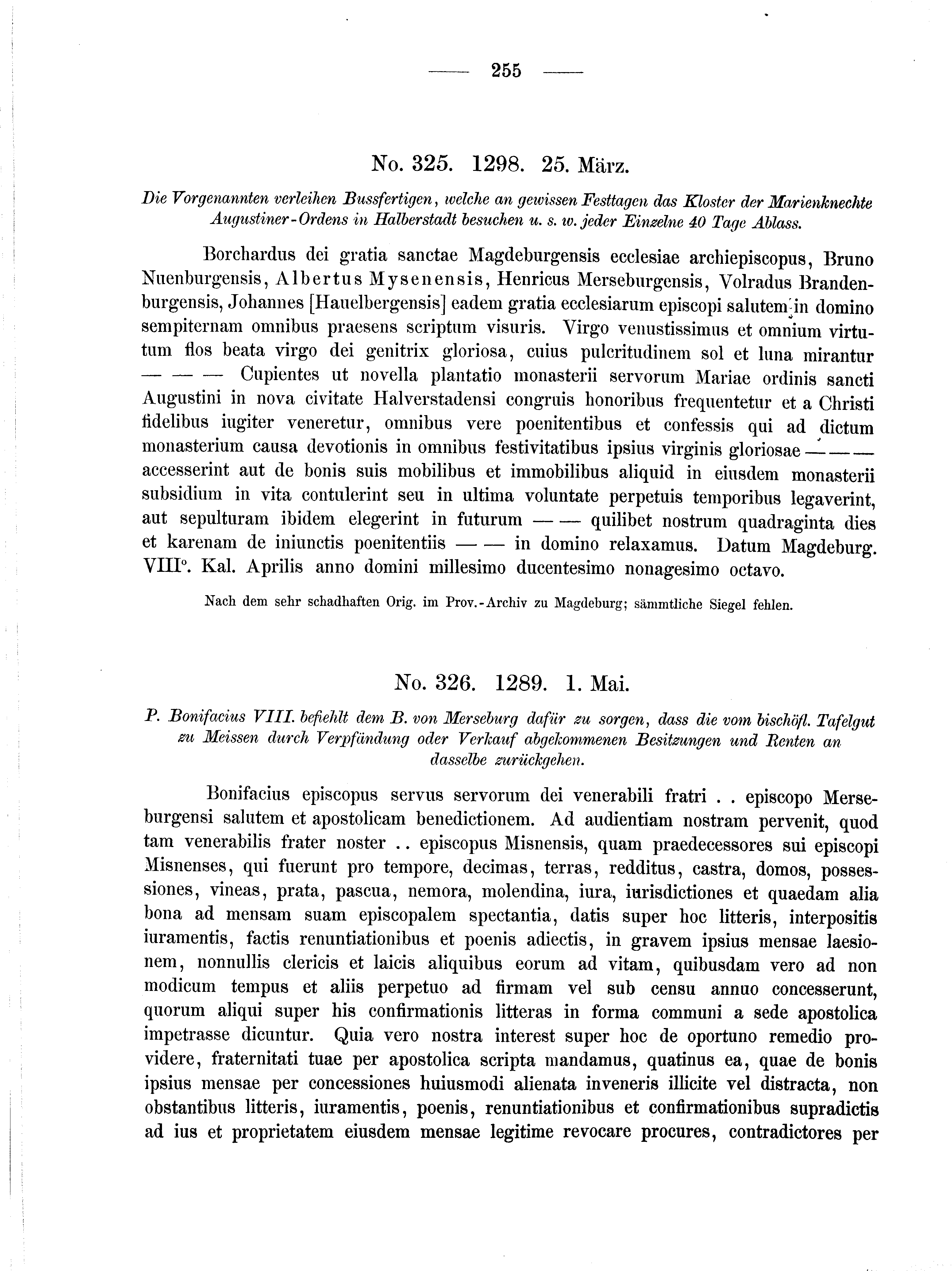 Historische Urkunde Seite 255 aus Band cds2_01