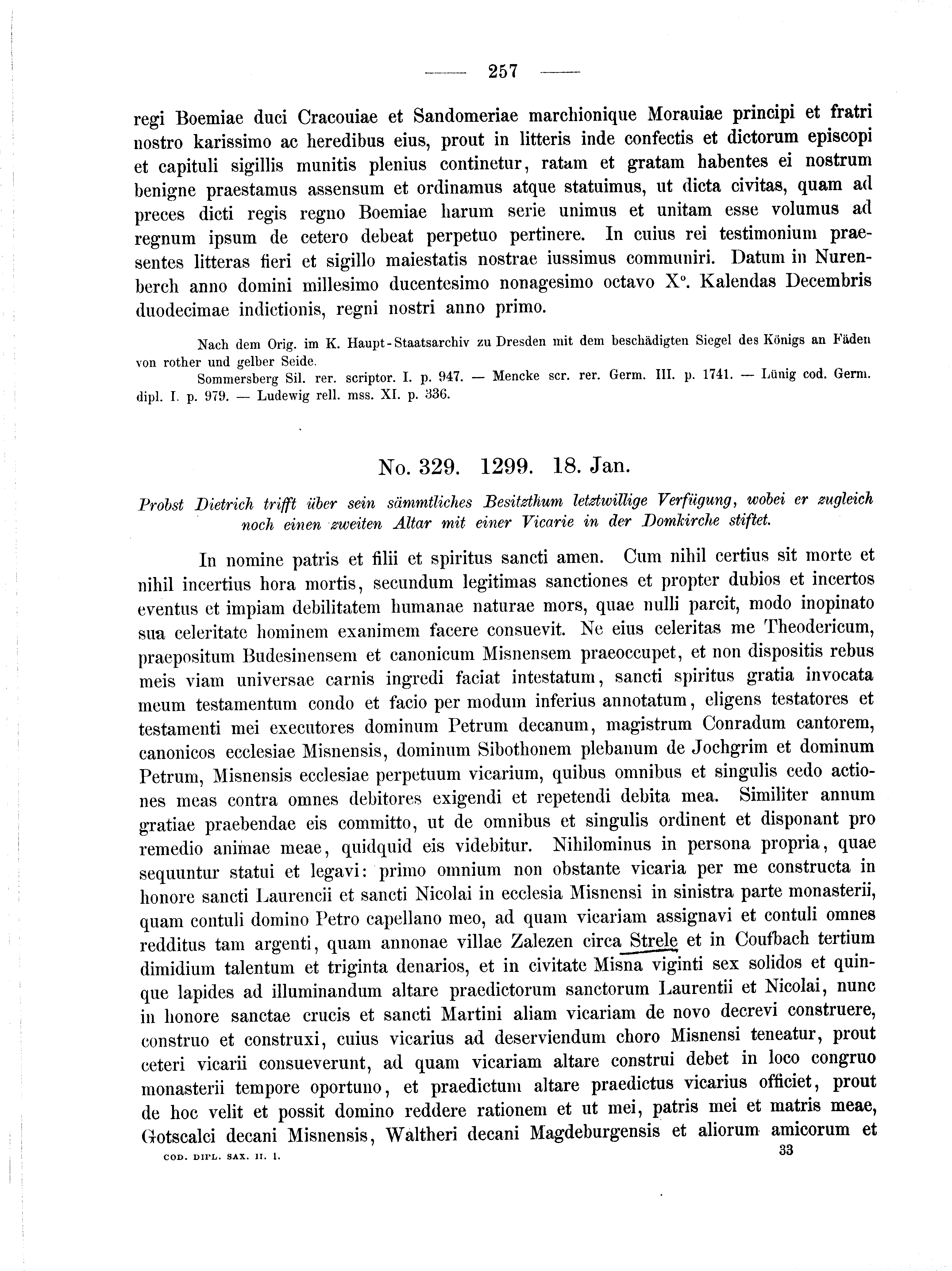 Historische Urkunde Seite 257 aus Band cds2_01