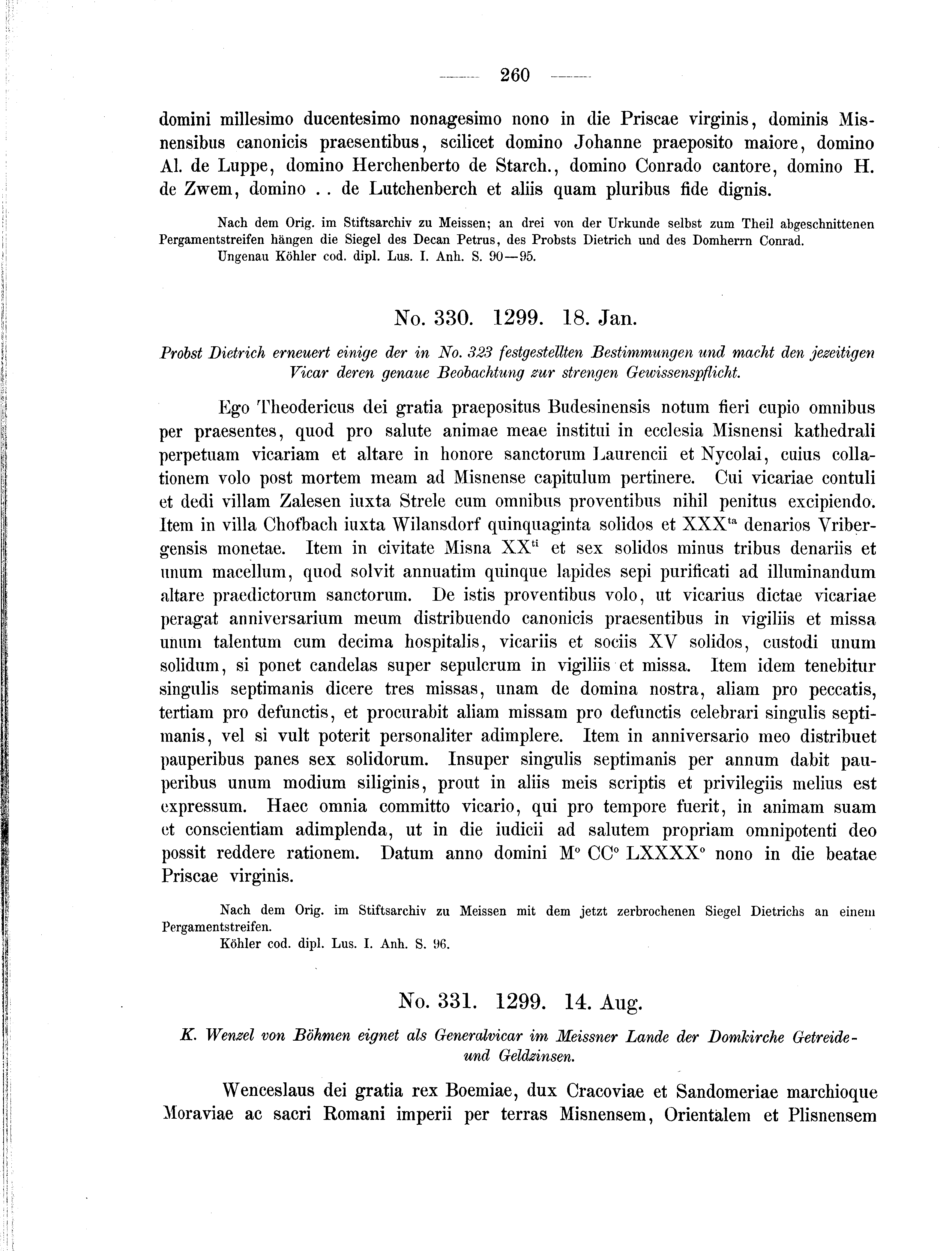 Historische Urkunde Seite 260 aus Band cds2_01