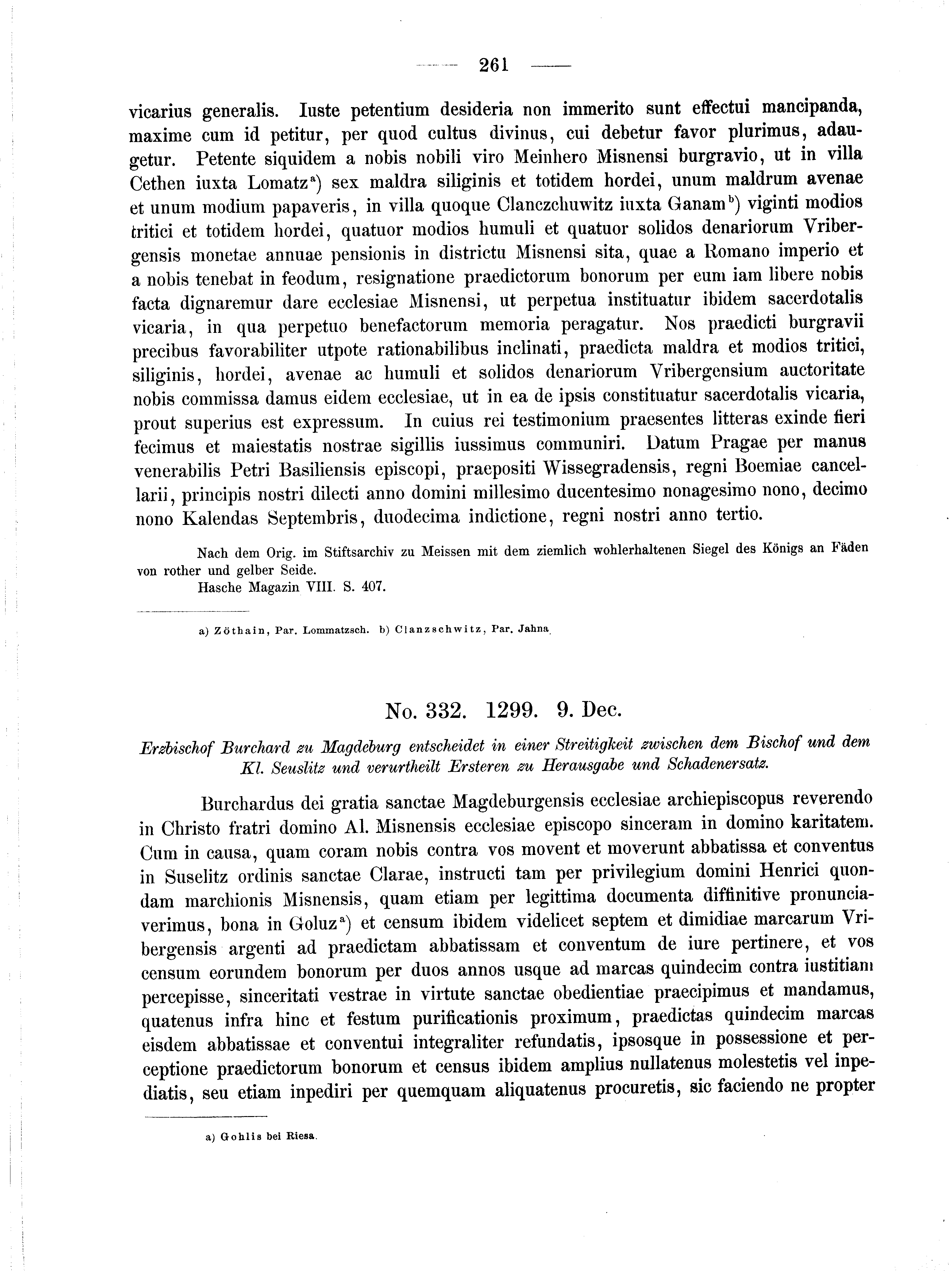 Historische Urkunde Seite 261 aus Band cds2_01
