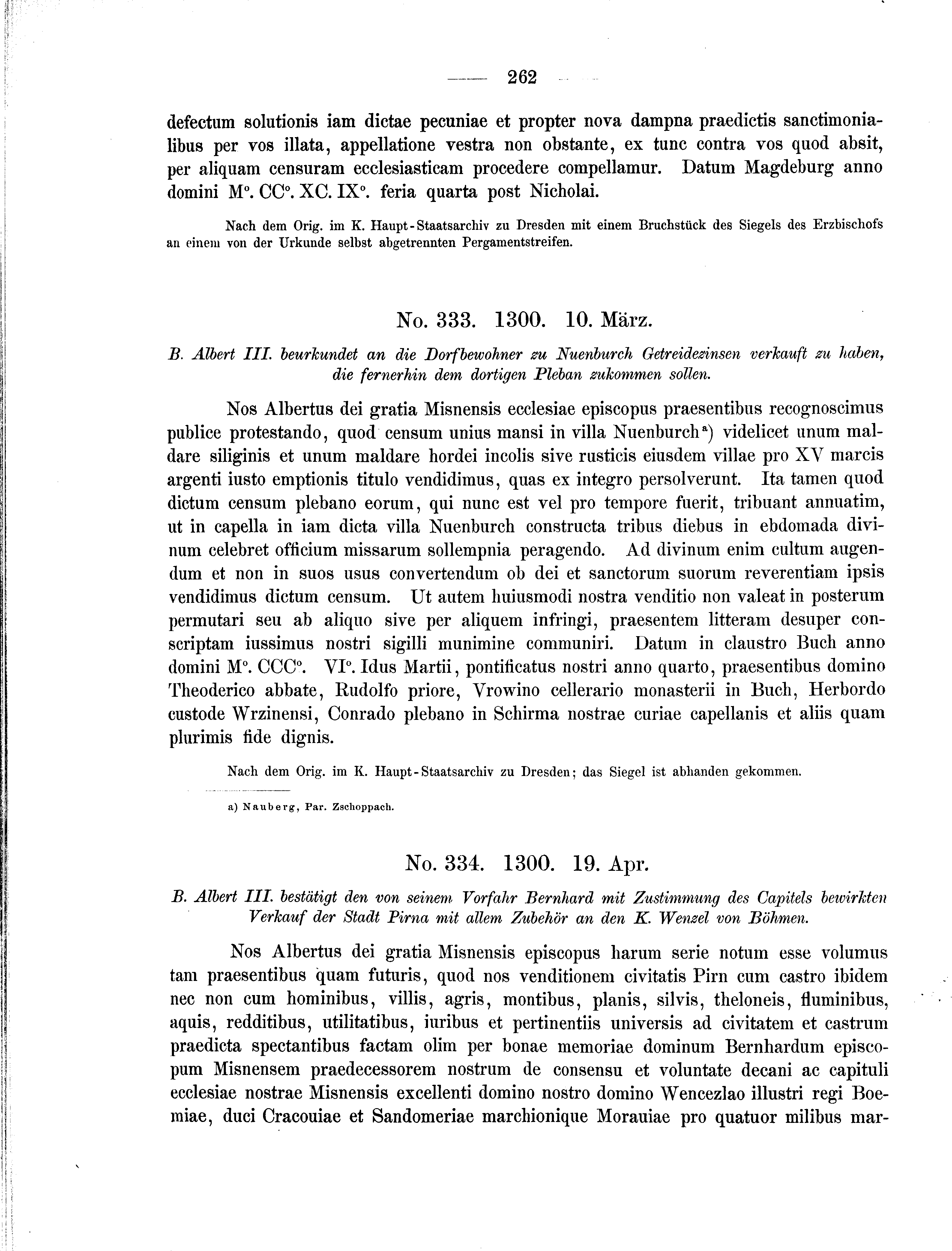 Historische Urkunde Seite 262 aus Band cds2_01