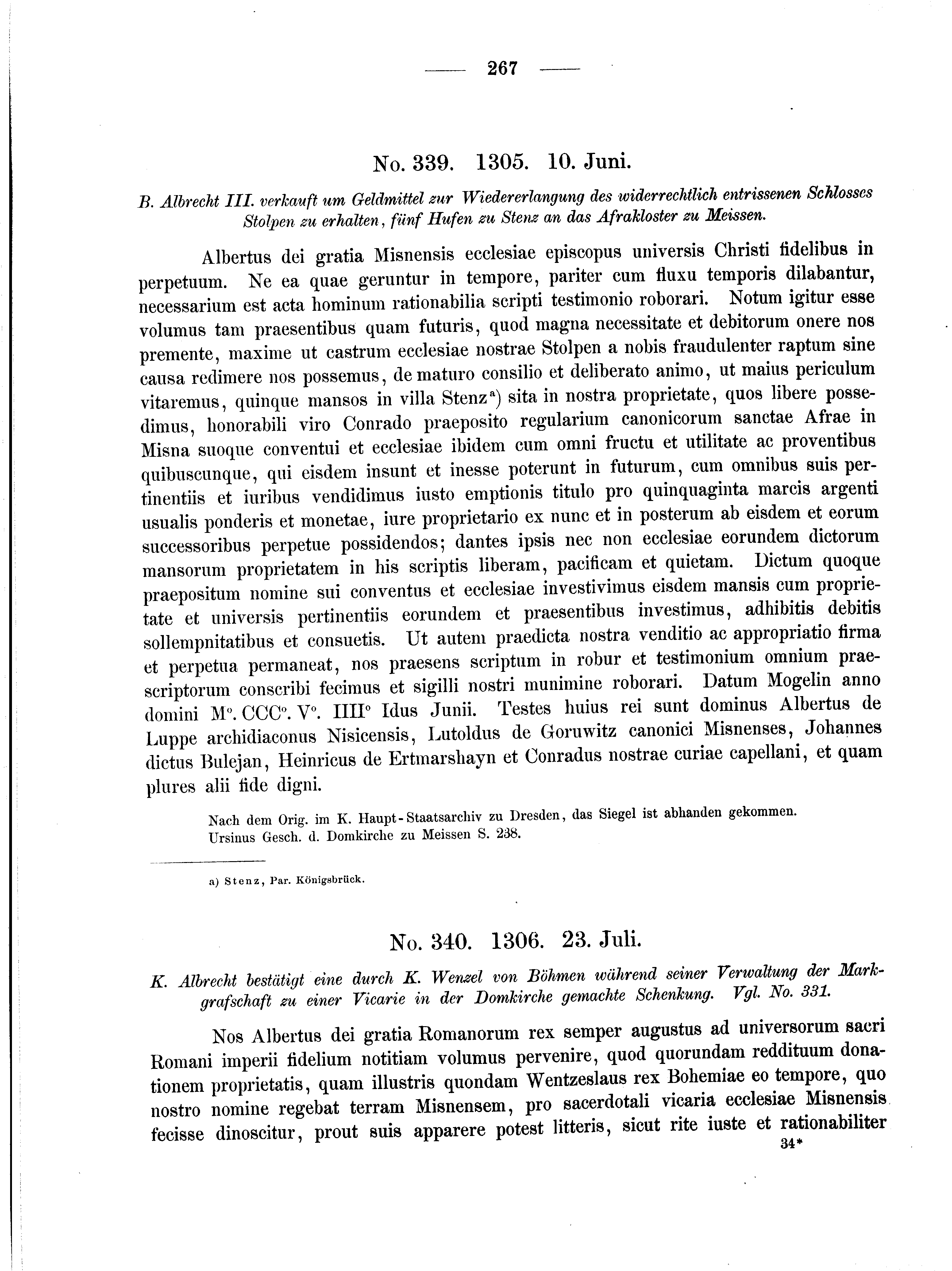 Historische Urkunde Seite 267 aus Band cds2_01