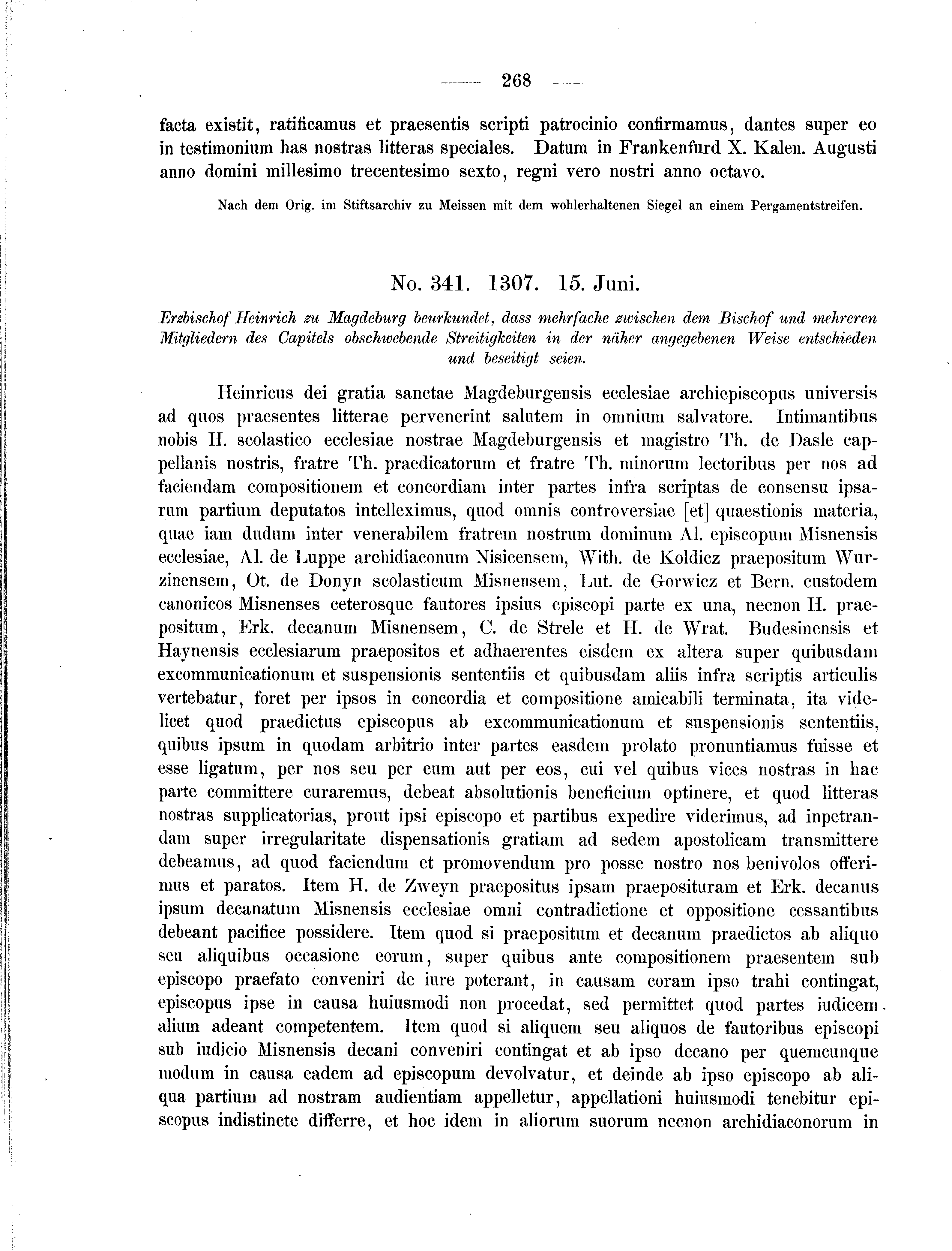 Historische Urkunde Seite 268 aus Band cds2_01