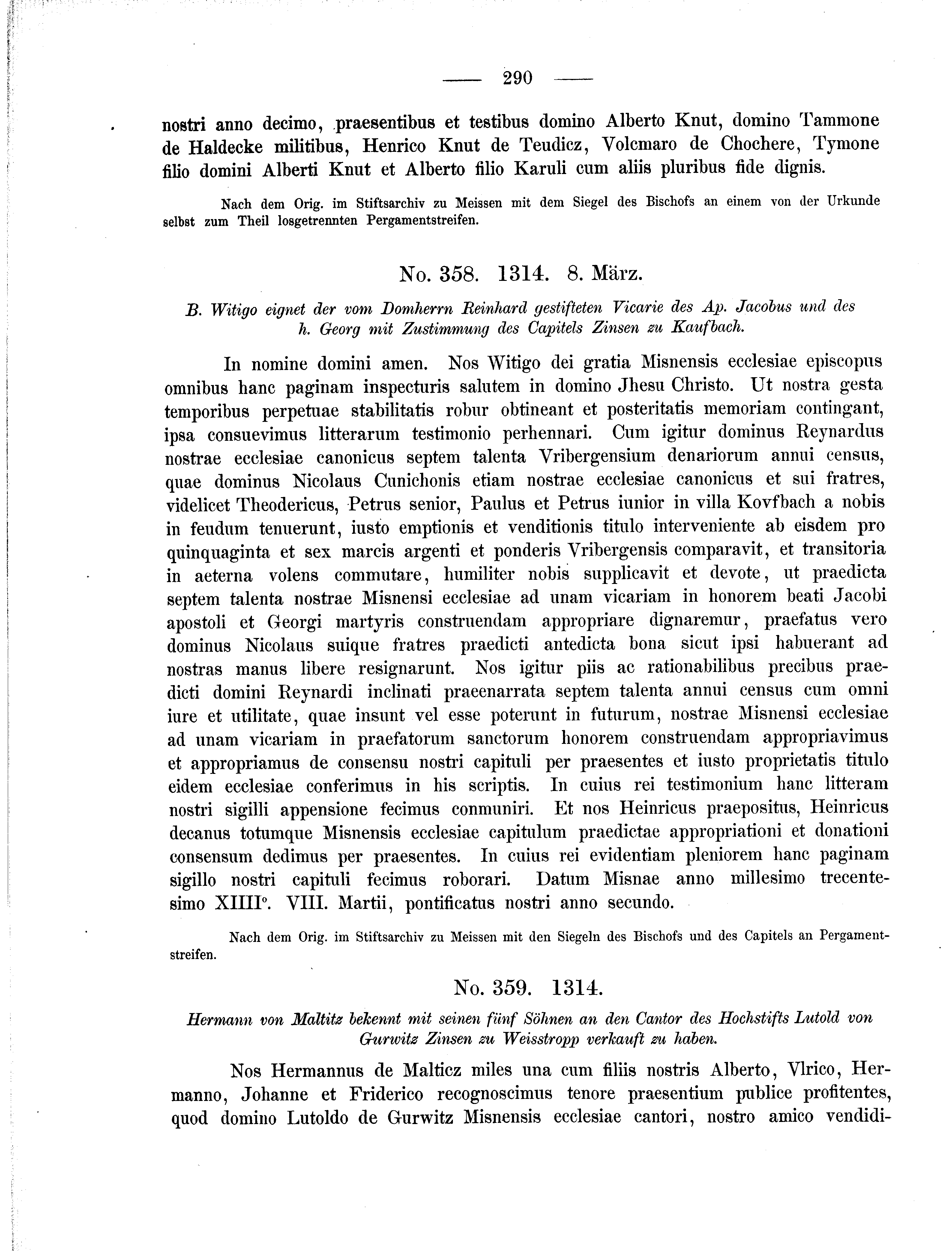 Historische Urkunde Seite 290 aus Band cds2_01