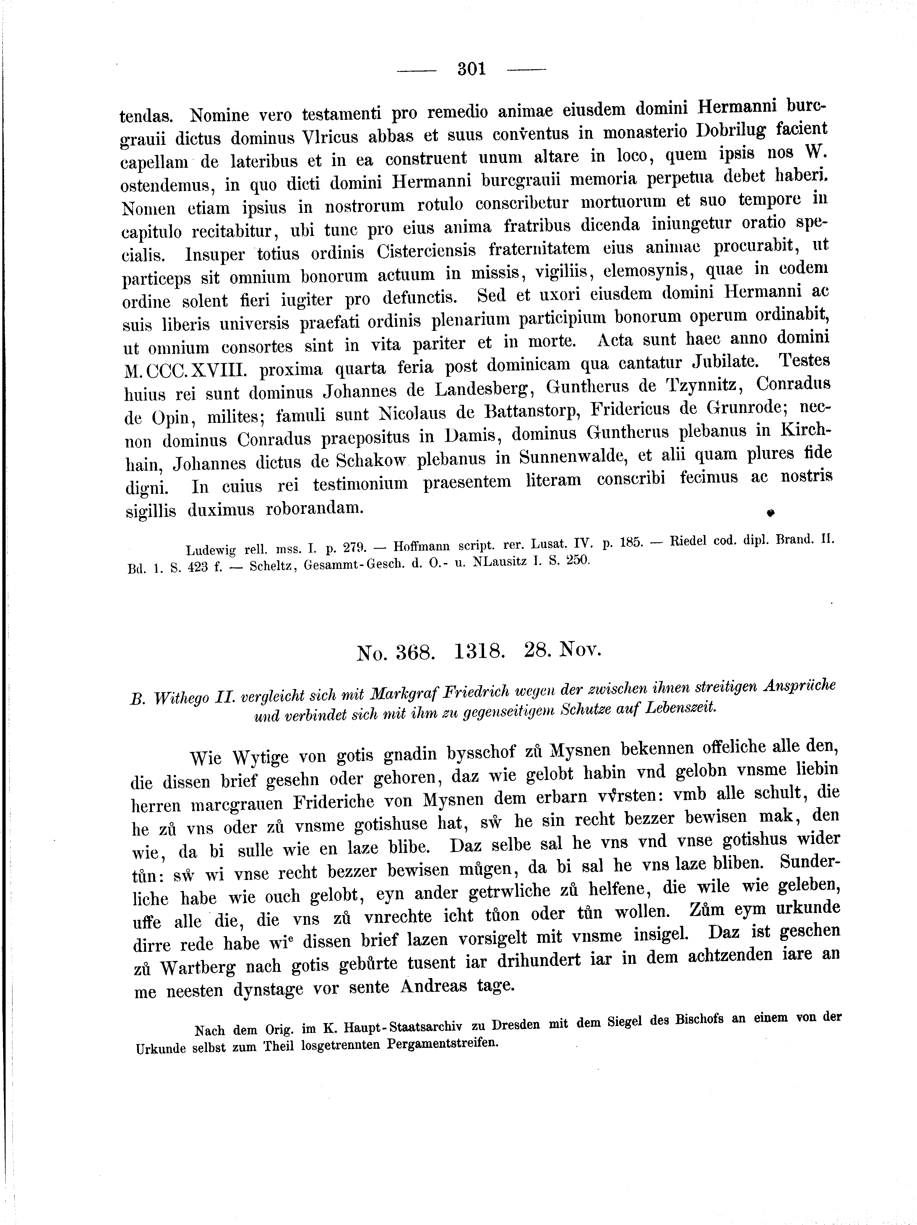 Historische Urkunde Seite 301 aus Band cds2_01