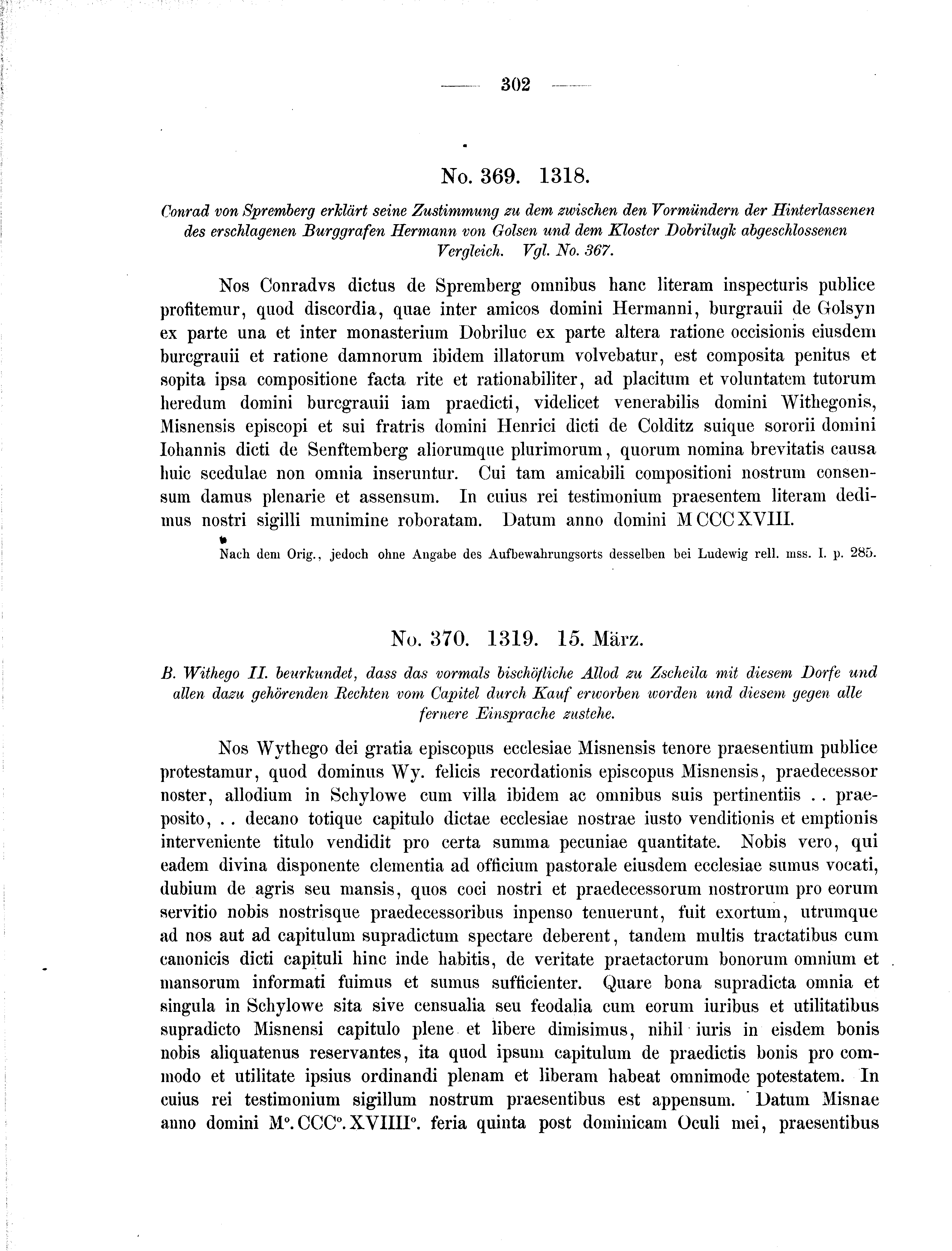 Historische Urkunde Seite 302 aus Band cds2_01