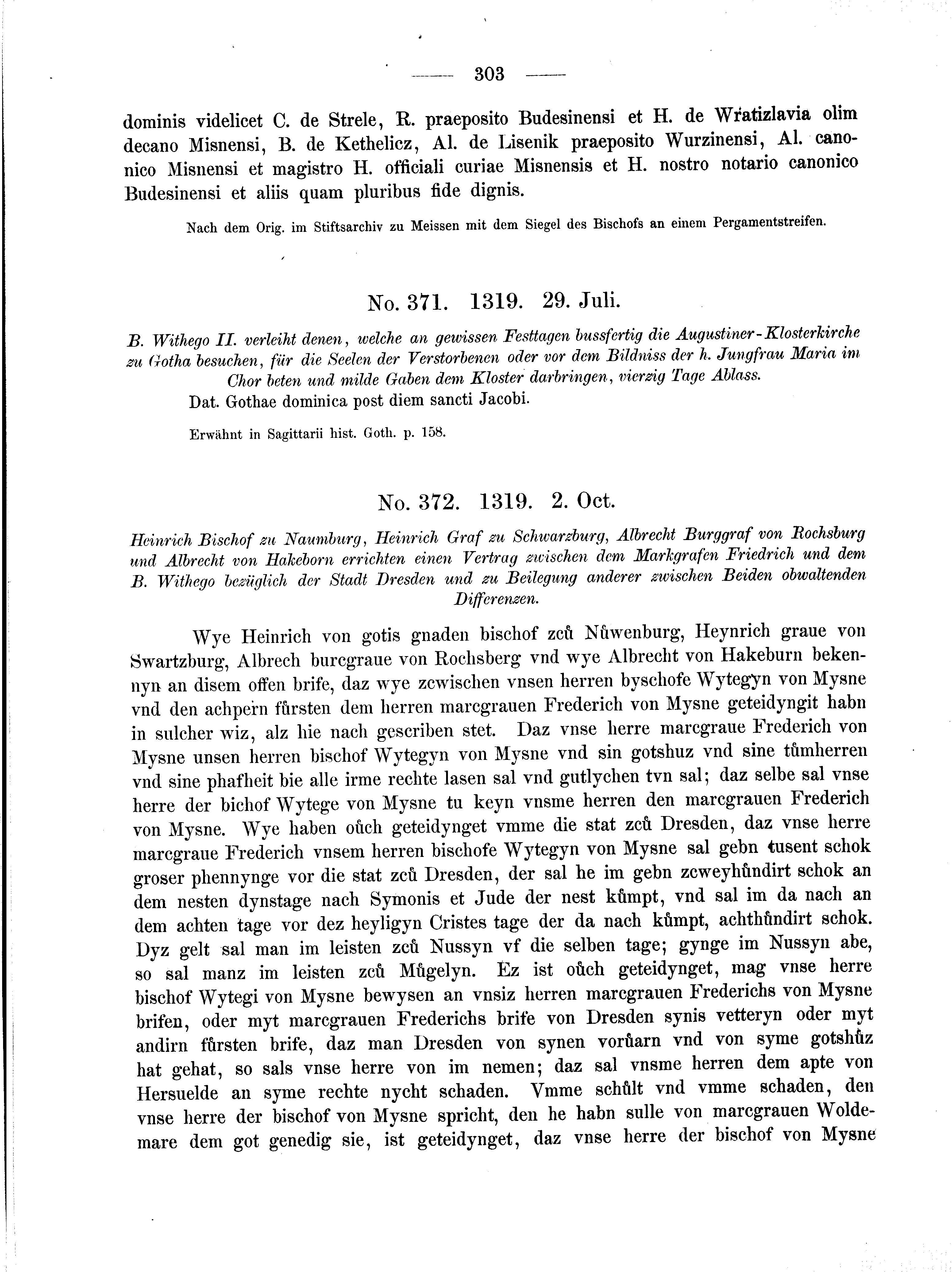 Historische Urkunde Seite 303 aus Band cds2_01