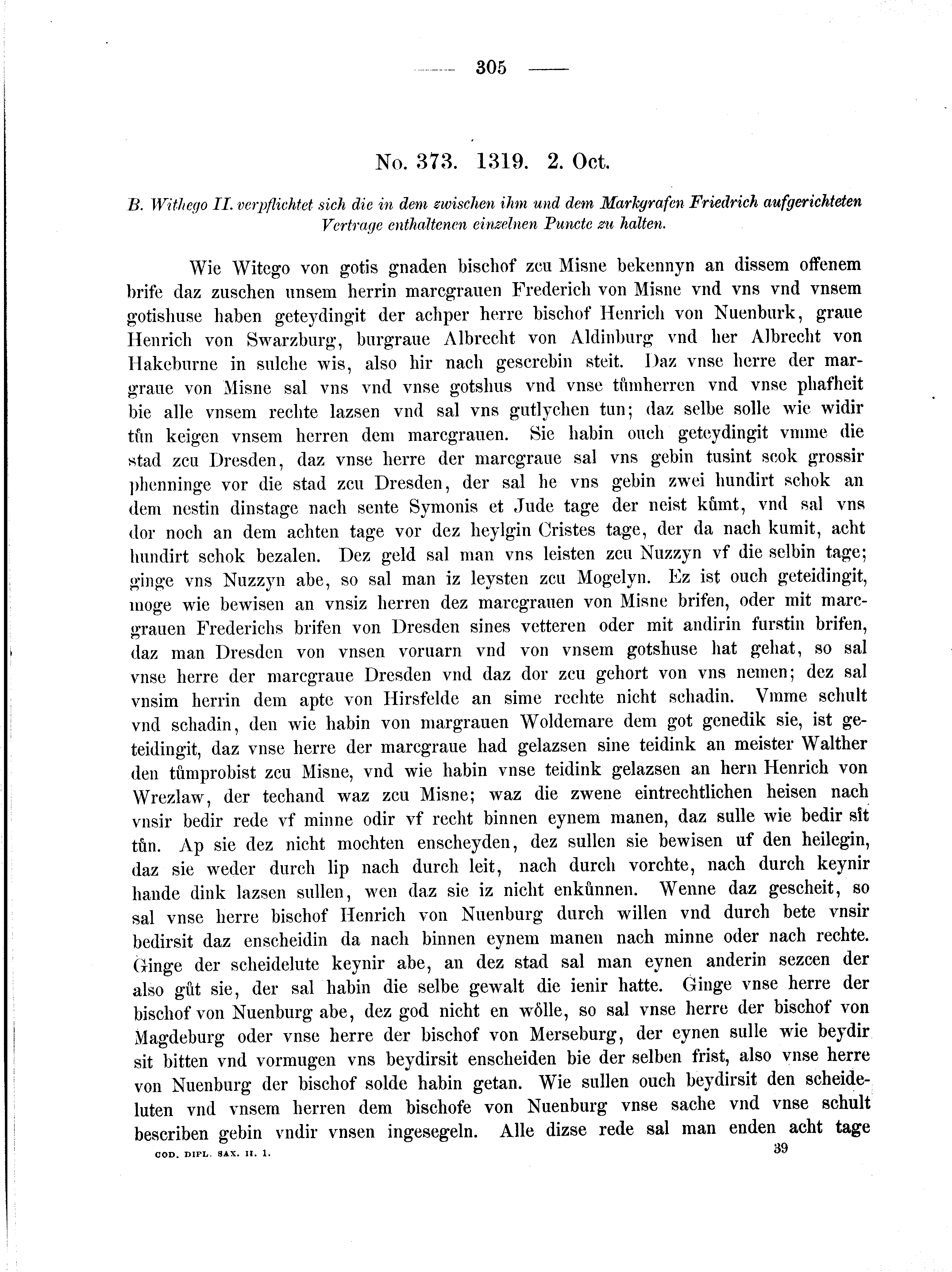 Historische Urkunde Seite 305 aus Band cds2_01