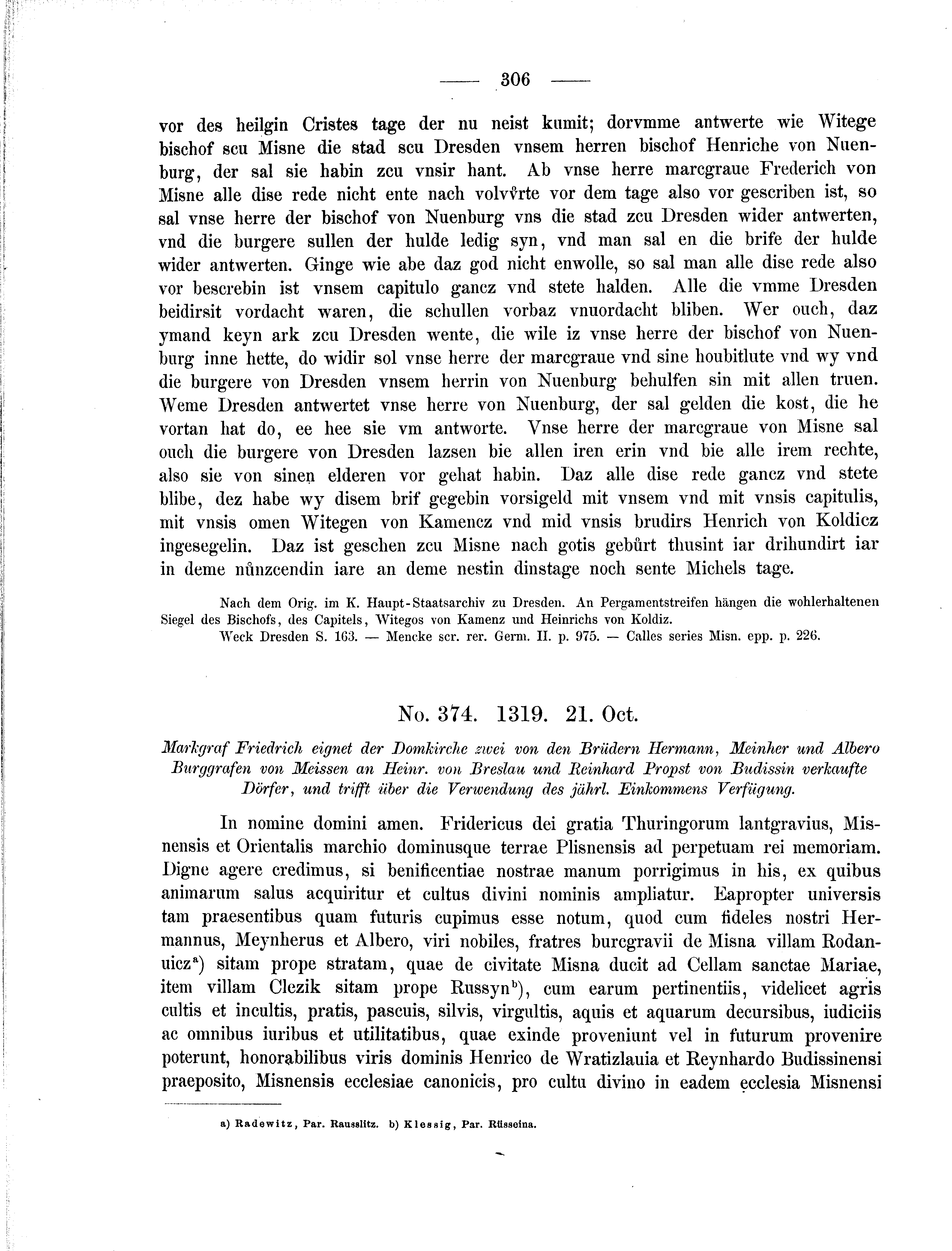 Historische Urkunde Seite 306 aus Band cds2_01