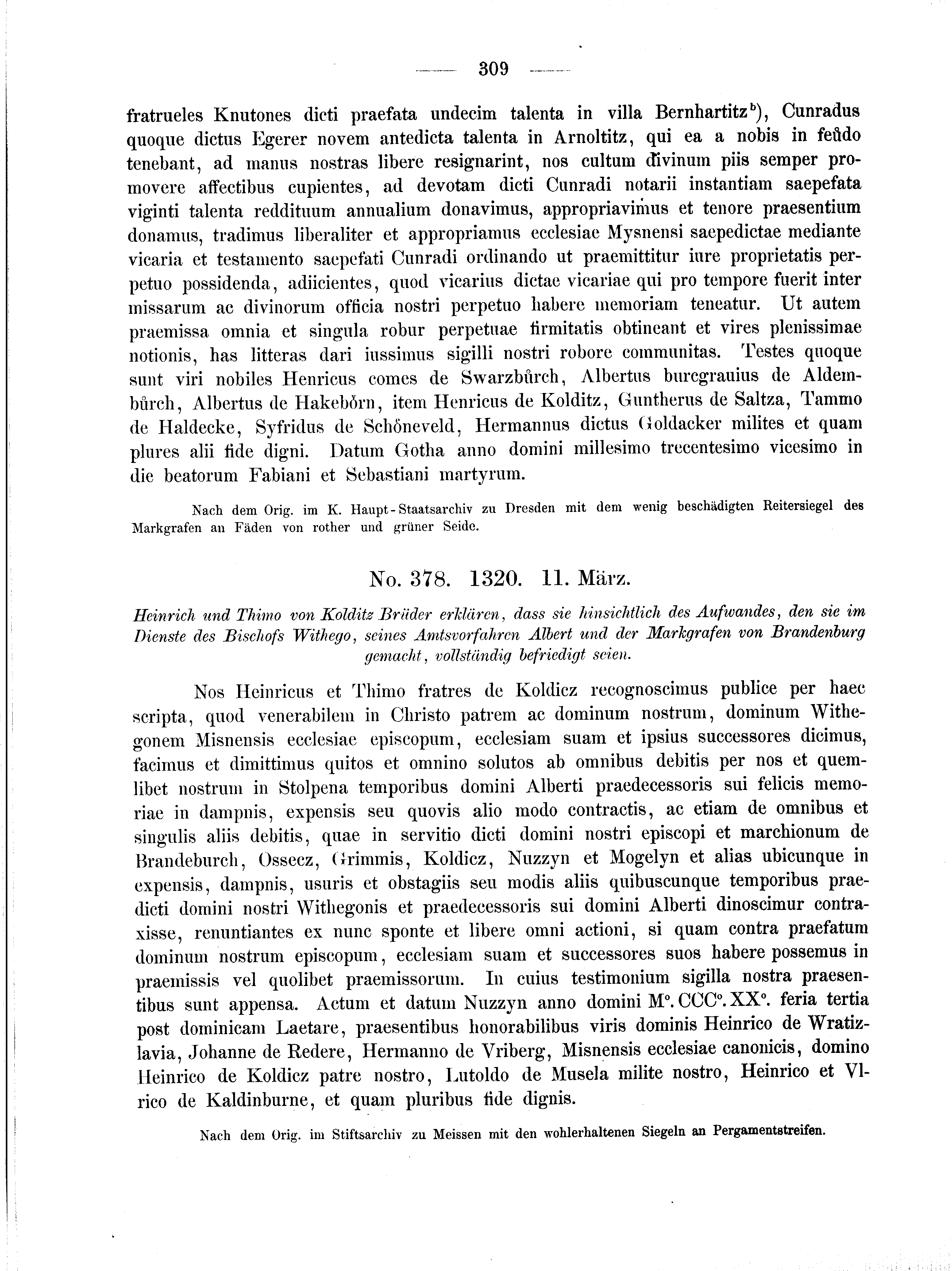Historische Urkunde Seite 309 aus Band cds2_01