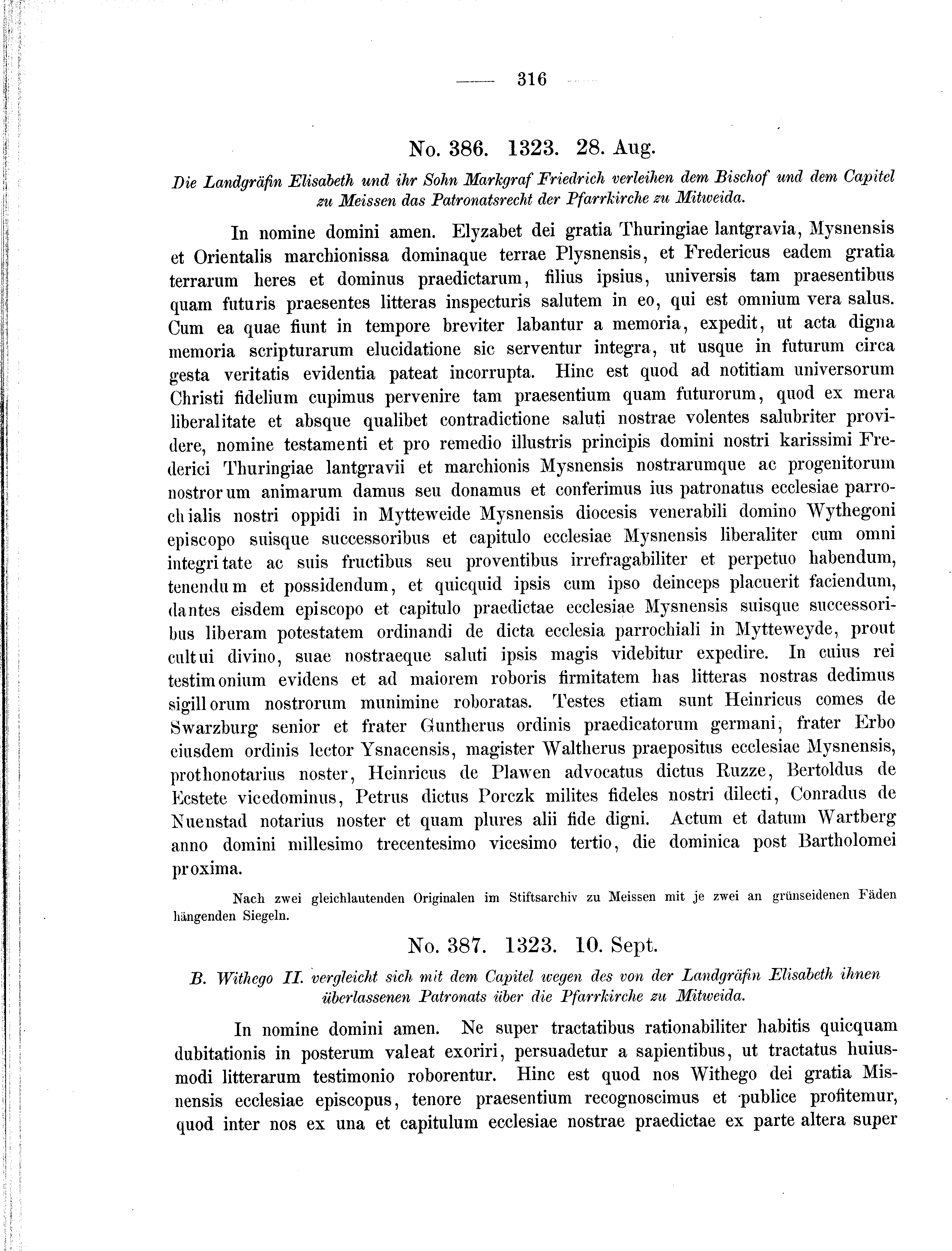 Historische Urkunde Seite 316 aus Band cds2_01
