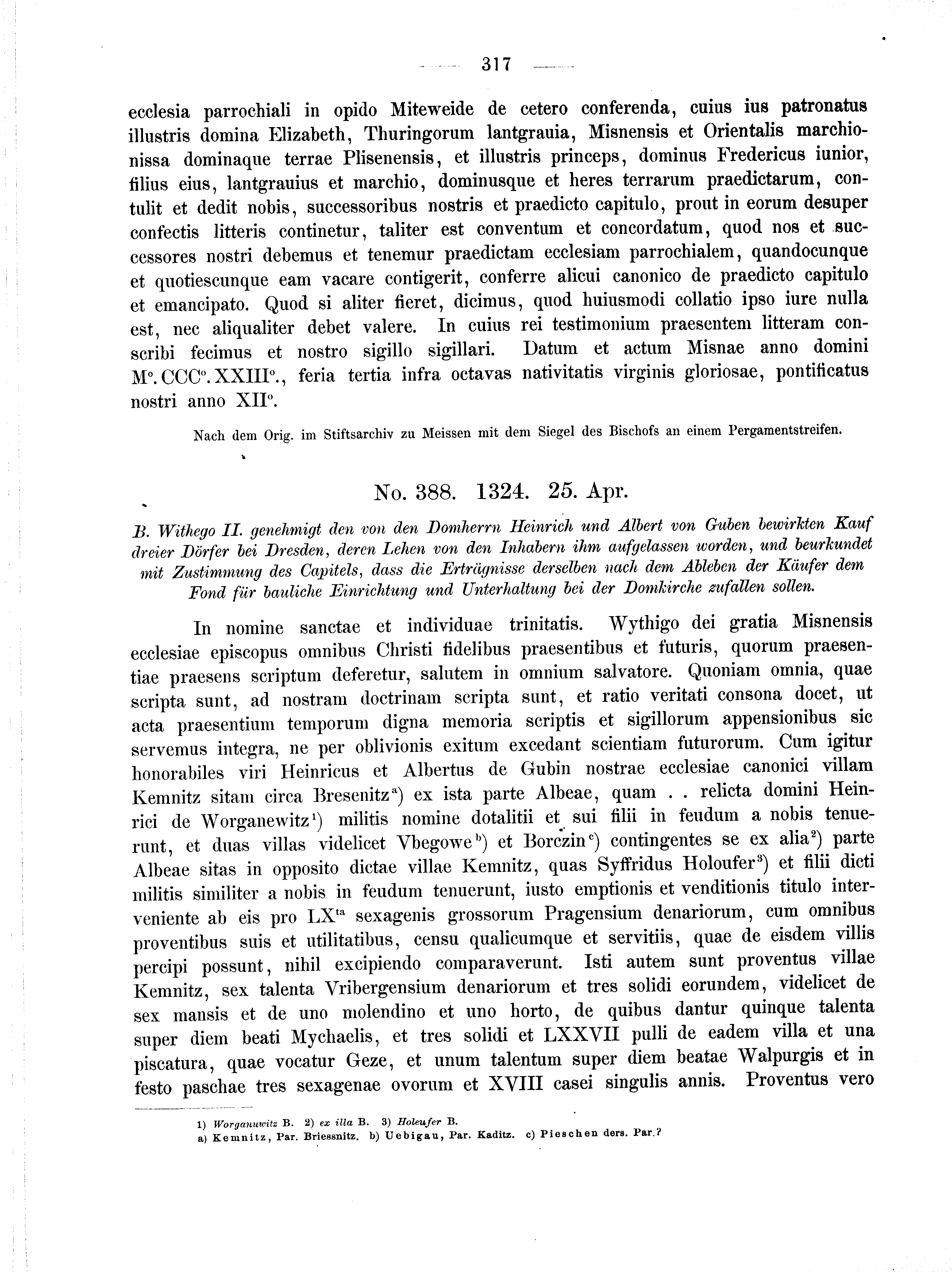 Historische Urkunde Seite 317 aus Band cds2_01