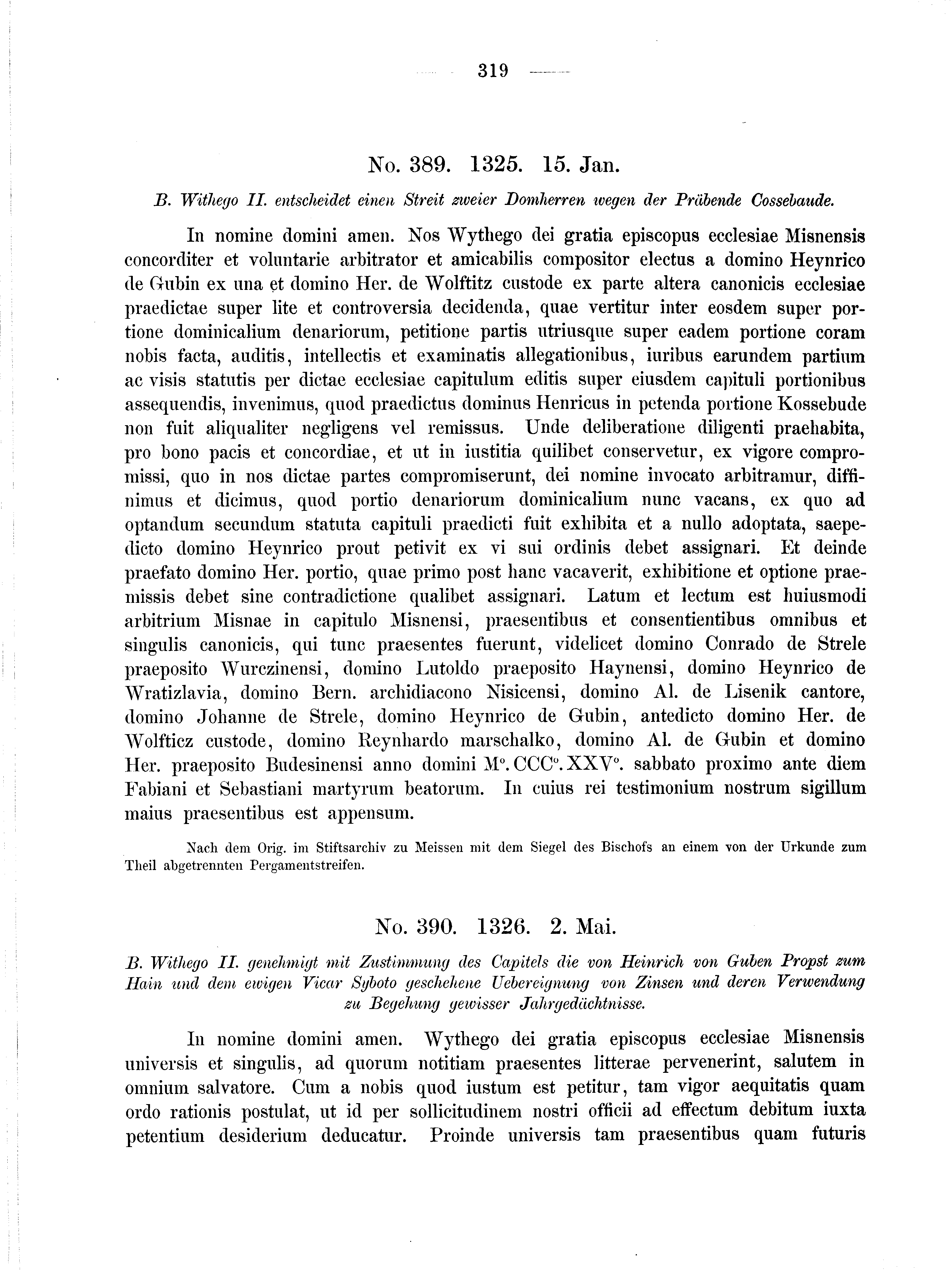 Historische Urkunde Seite 319 aus Band cds2_01