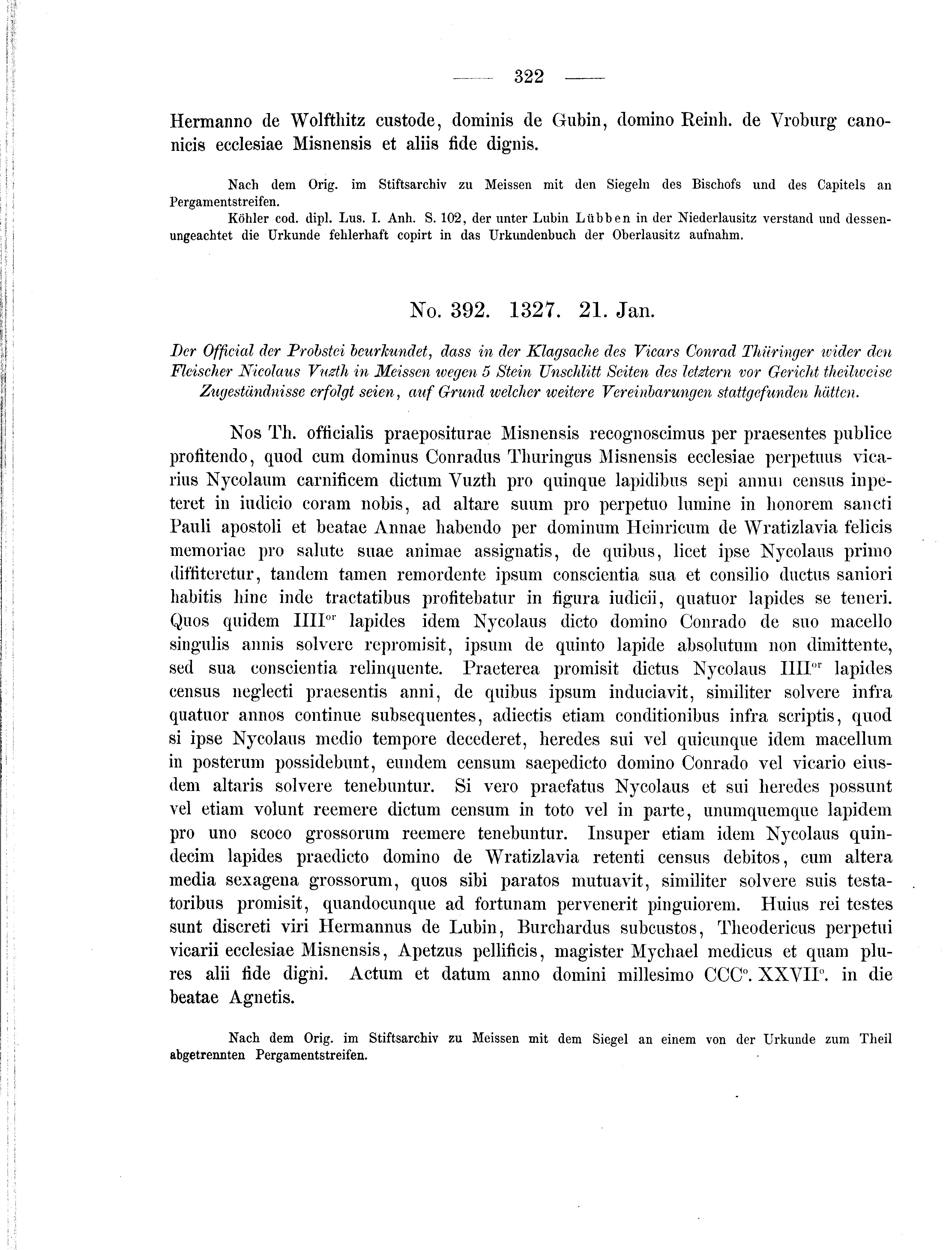 Historische Urkunde Seite 322 aus Band cds2_01