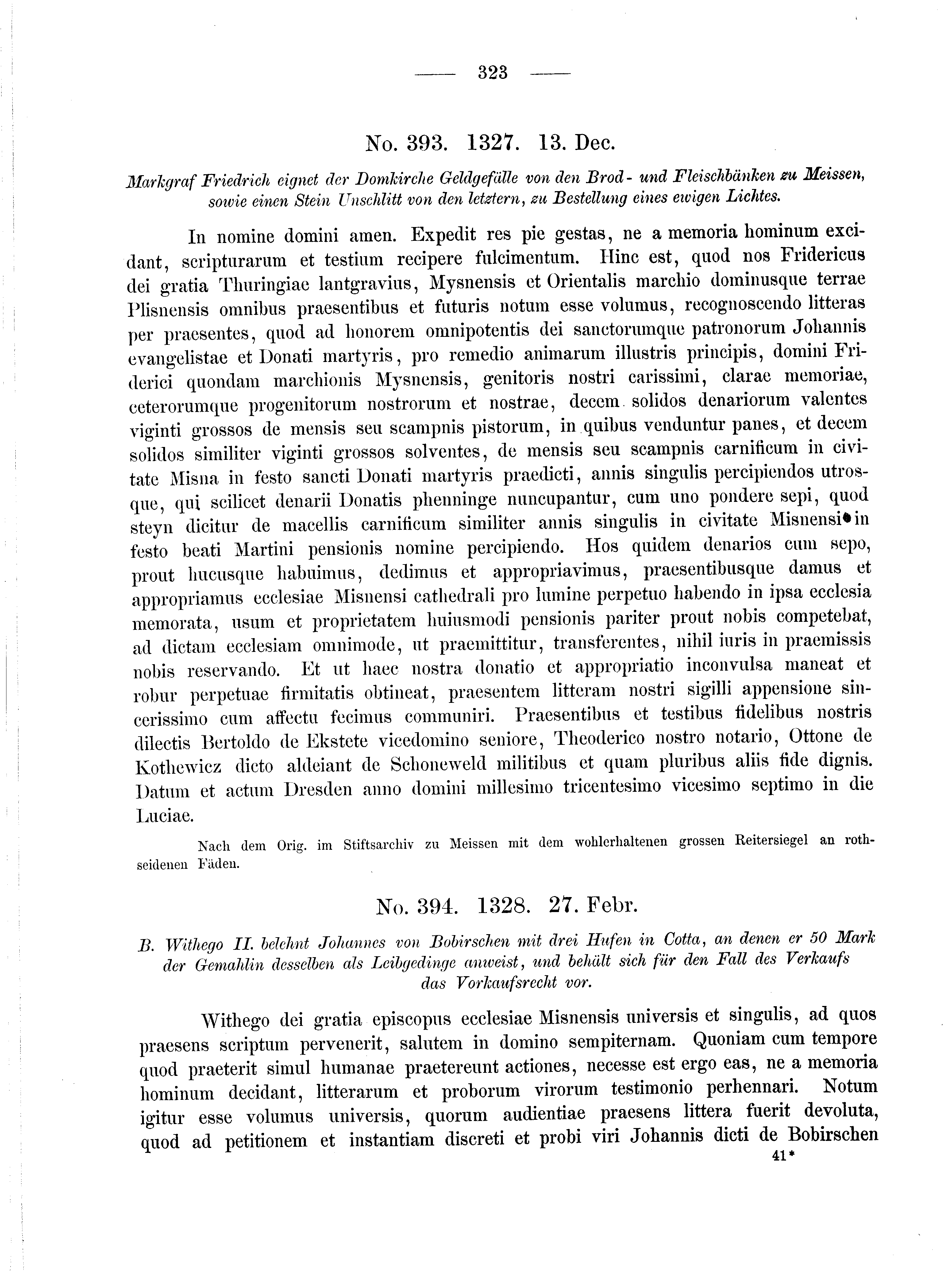 Historische Urkunde Seite 323 aus Band cds2_01