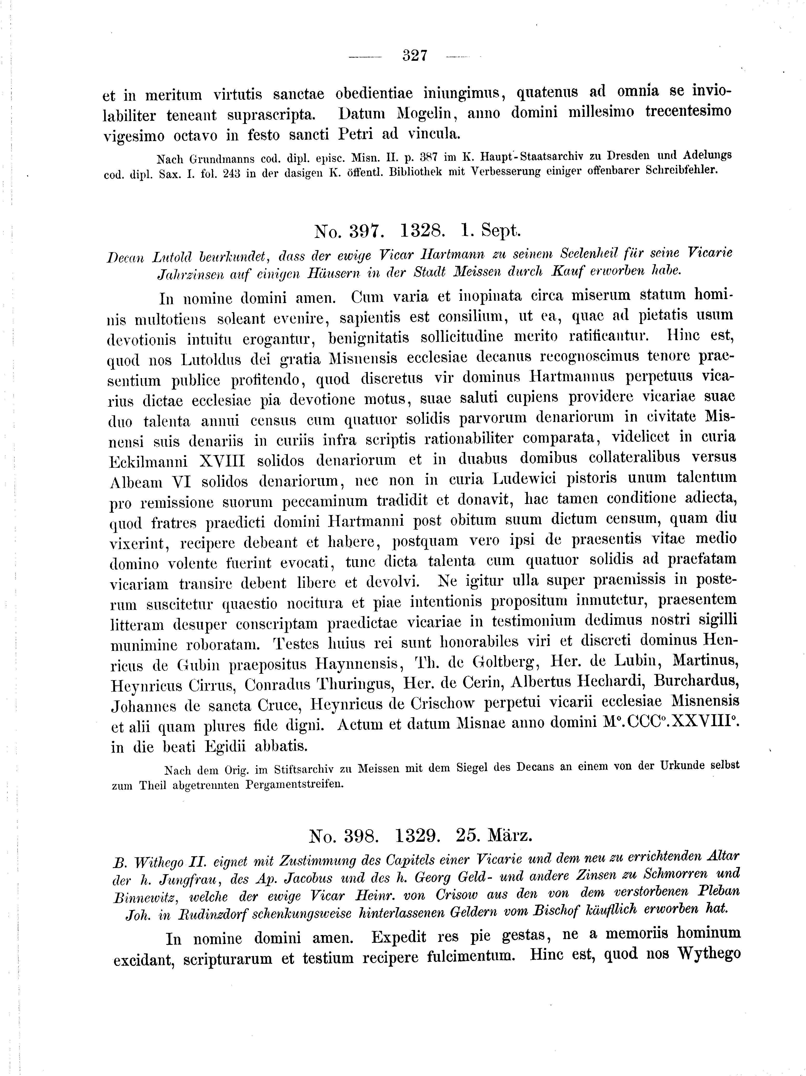 Historische Urkunde Seite 327 aus Band cds2_01