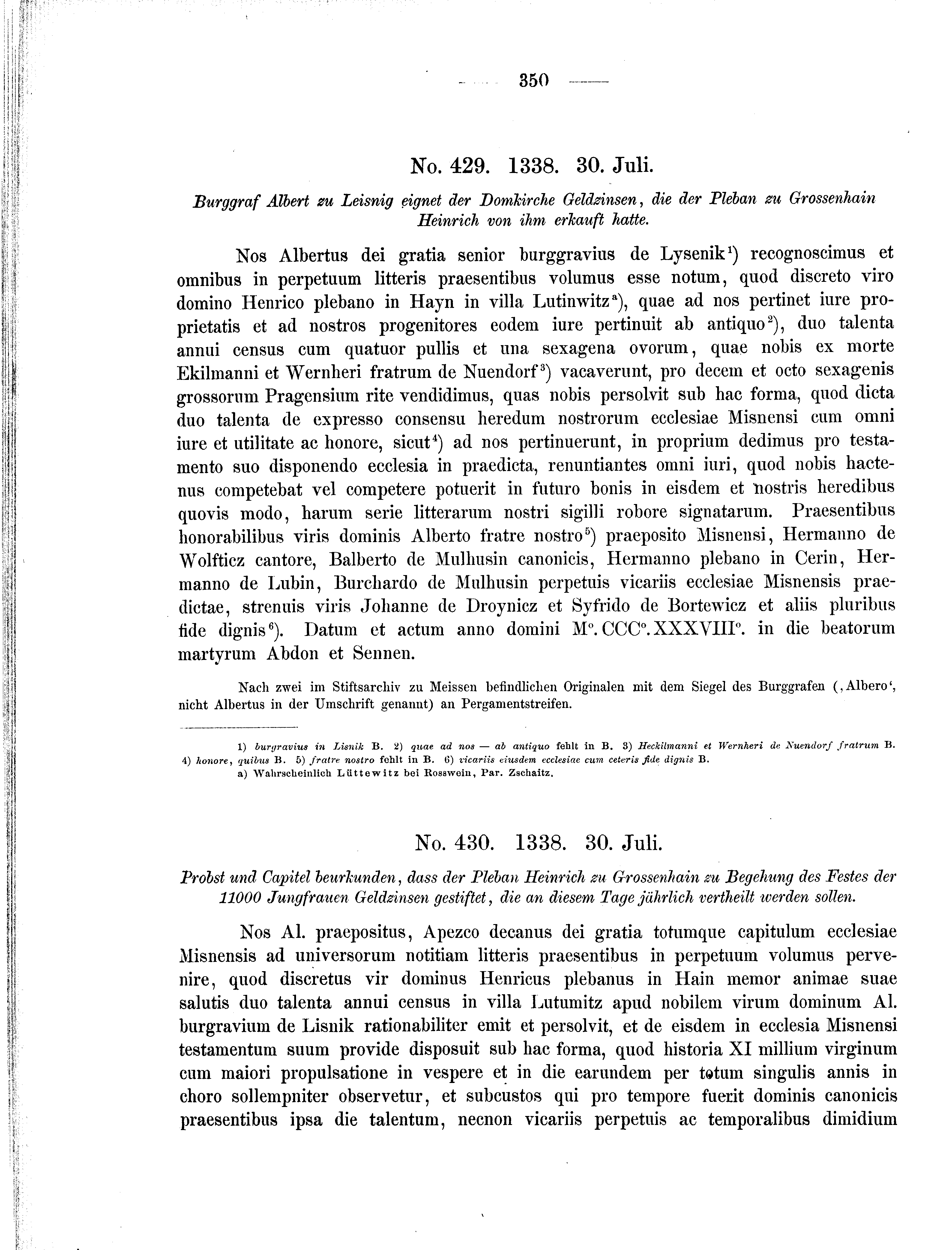 Historische Urkunde Seite 350 aus Band cds2_01