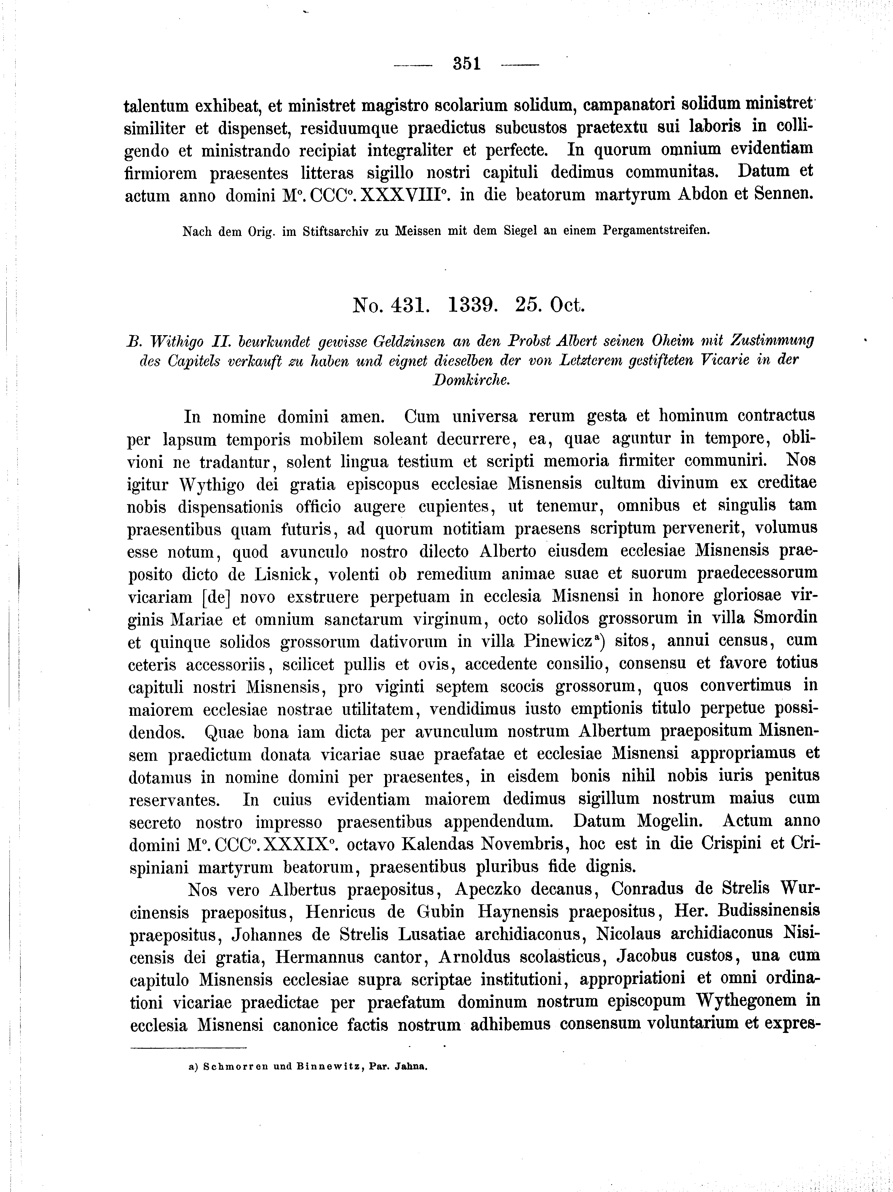 Historische Urkunde Seite 351 aus Band cds2_01